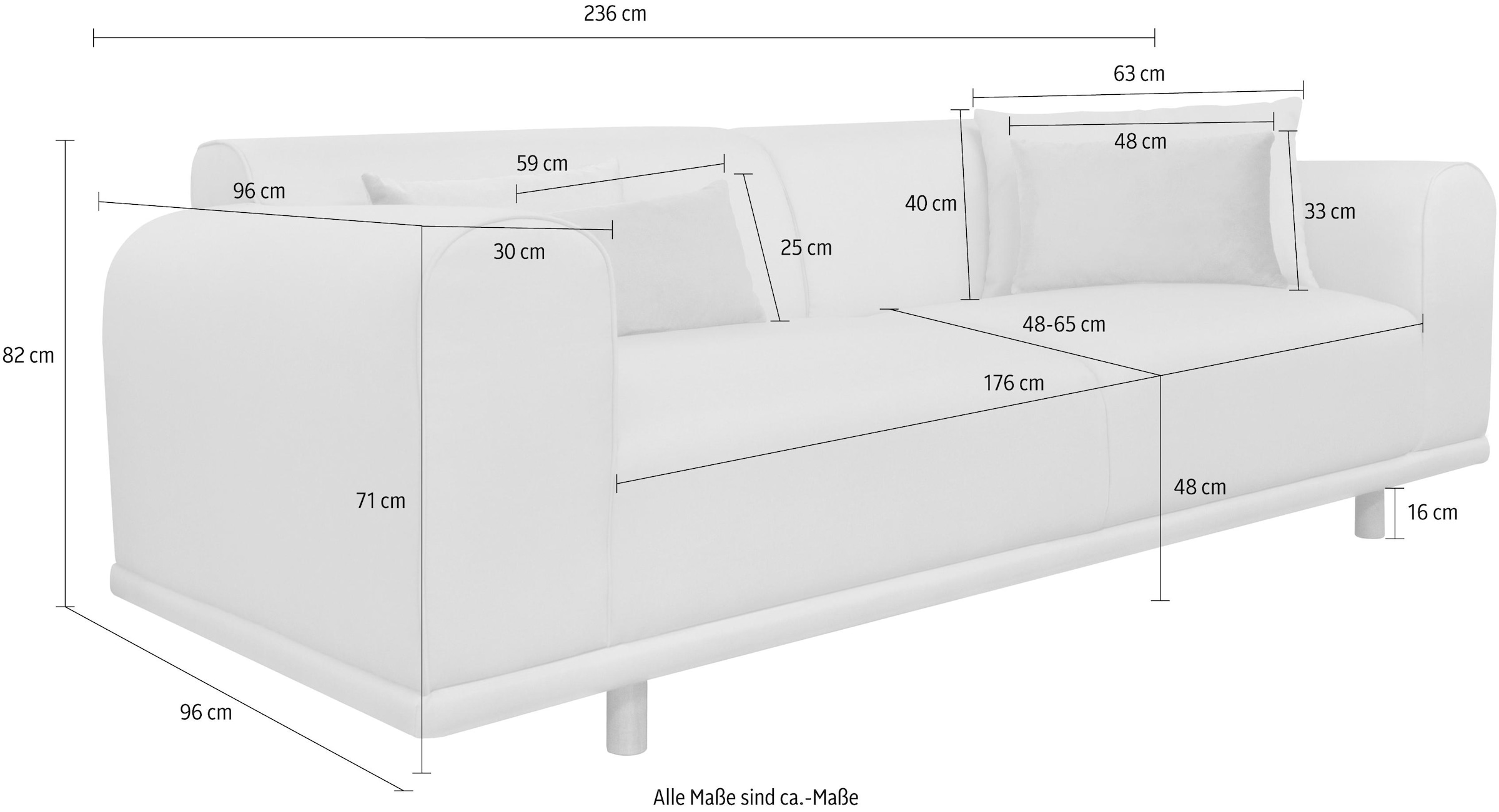 OTTO home 3-Sitzer »Maroon« in skandinavischem Design, mit losen Kissen