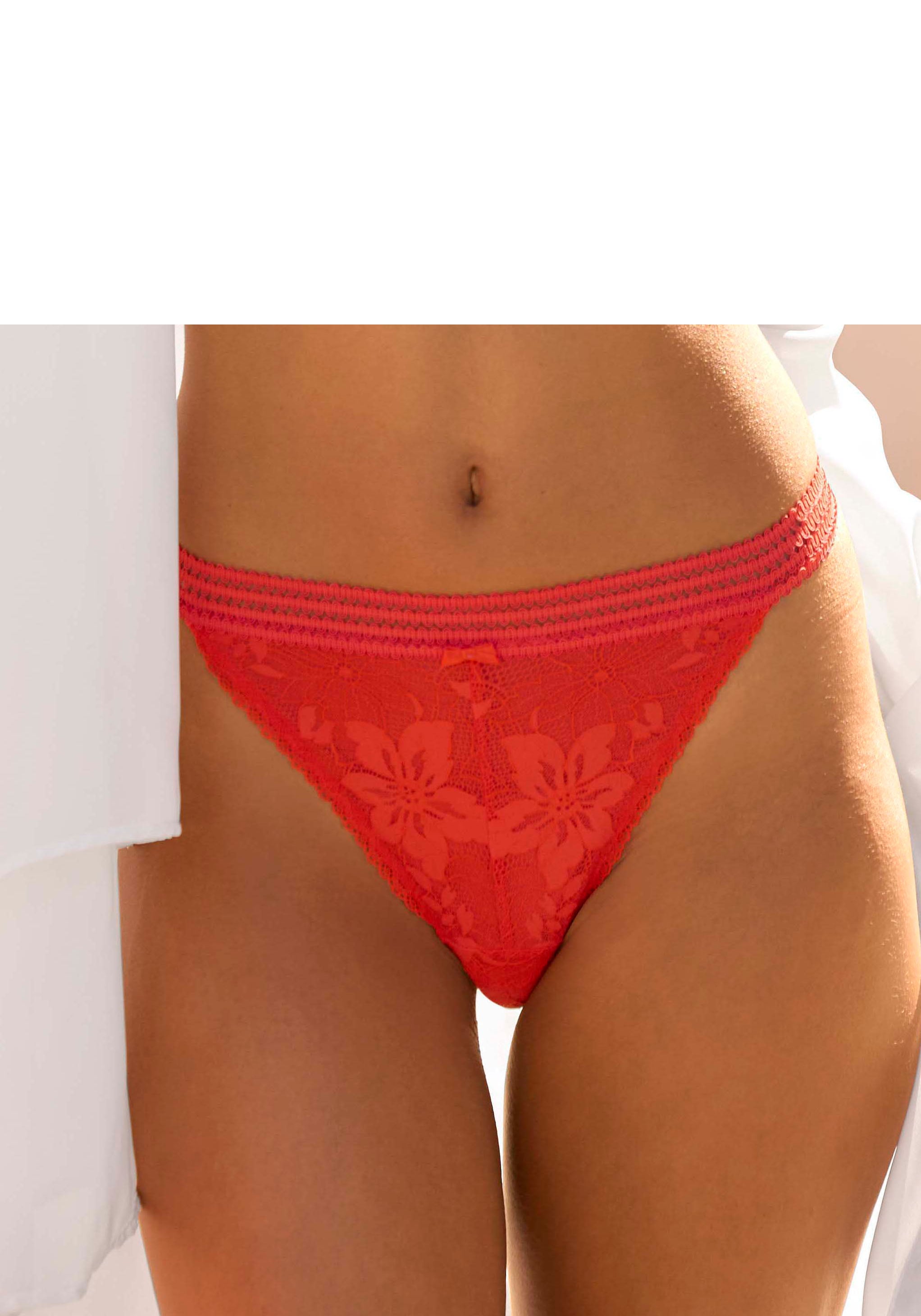 LASCANA Tanga, aus floraler Jacquardspitze