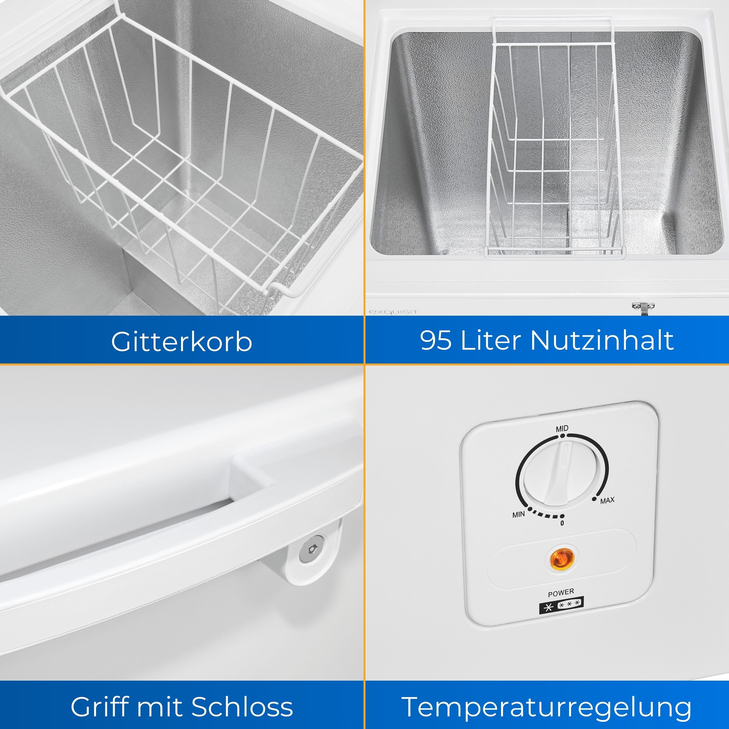 exquisit Gefriertruhe »GT100-011D weiss«, 85,4 cm hoch, 54,6 cm breit