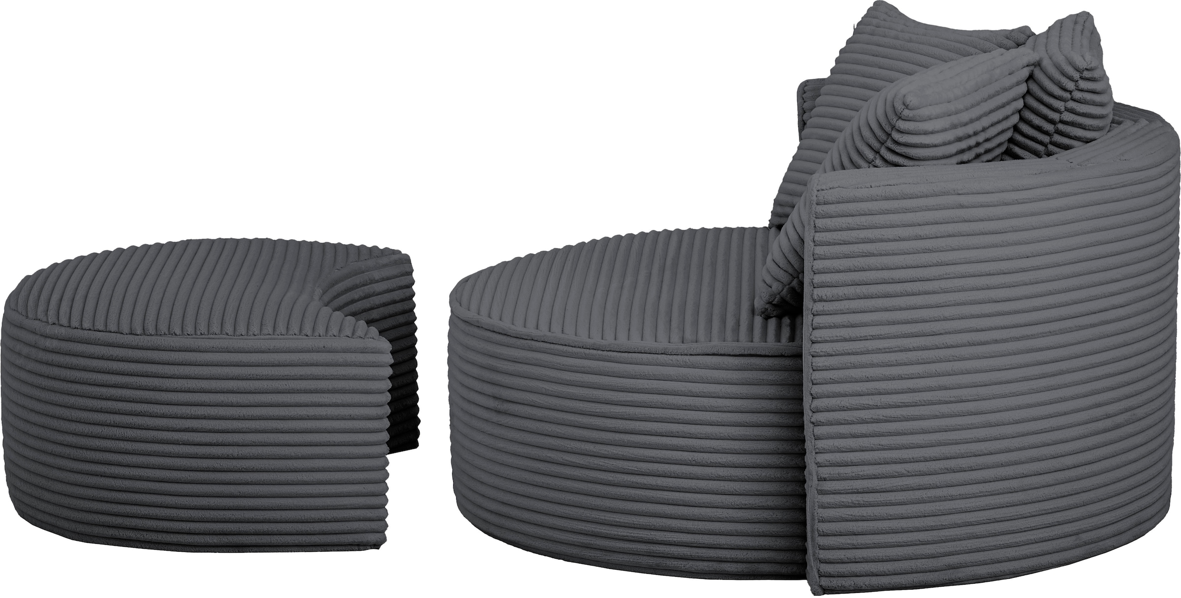 LeGer Home by Lena Gercke XXL-Sessel »ISALIE, Rundsessel mit Hocker, Lesesessel, Loveseat, Big-Sessel«, (Set), trendige Stoffe, 3 Zierkissen, große Sitzfläche, Cord, Samt, Bouclé