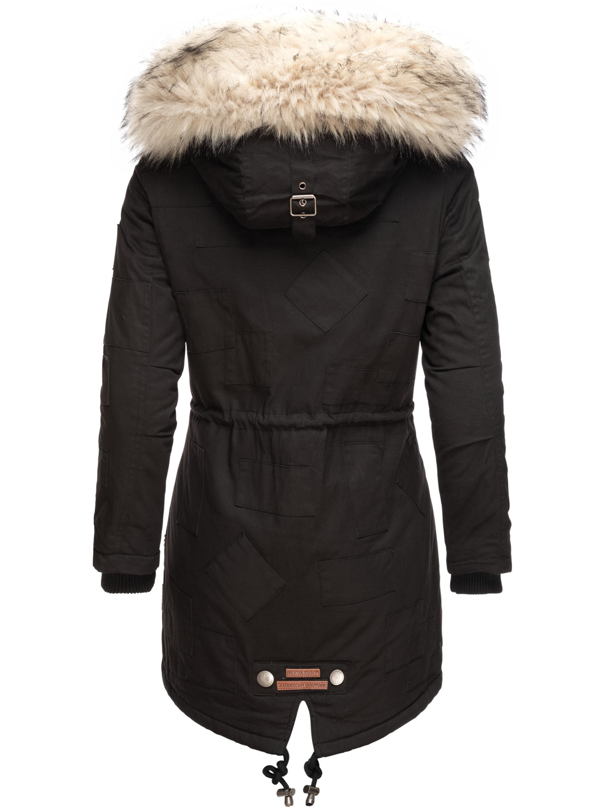 Navahoo Wintermantel »Wintermantel Honigfee«, stylischer Baumwollparka mit Kunstfell-Kapuze