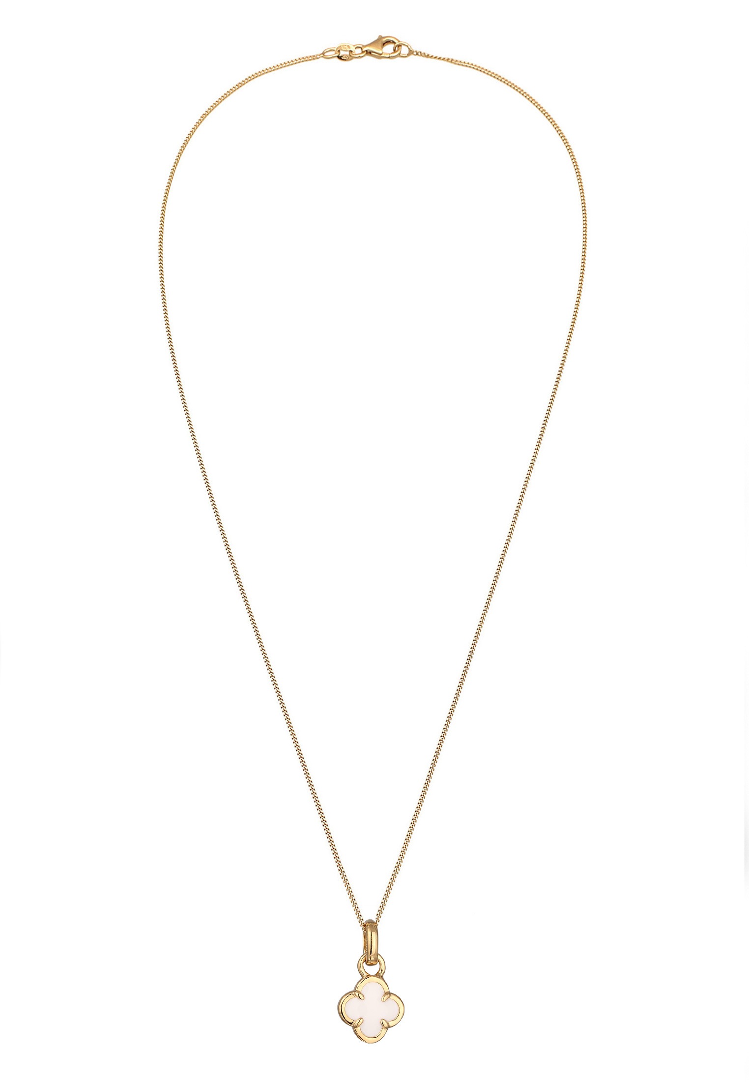 Elli Kette mit Anhänger »Halskette Kleeblatt Emaille Anhänger 925 Sterling Silber vergoldet«