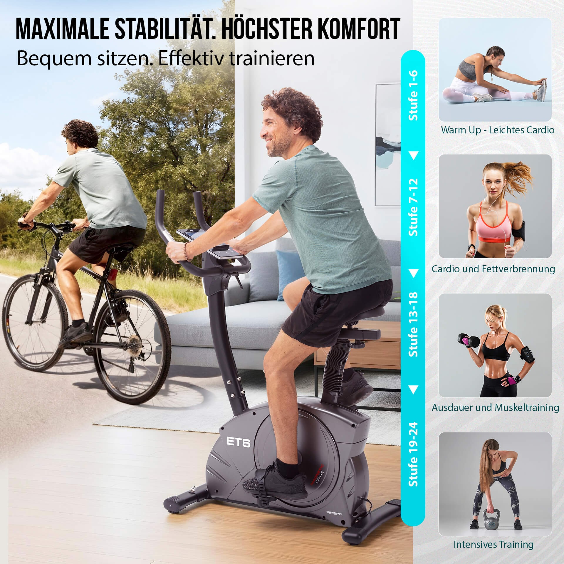 Christopeit Sport® Ergometer »ET 6« 150 kg max. Benutzergewicht, Fahrrad, 24 Widerstandsstufen