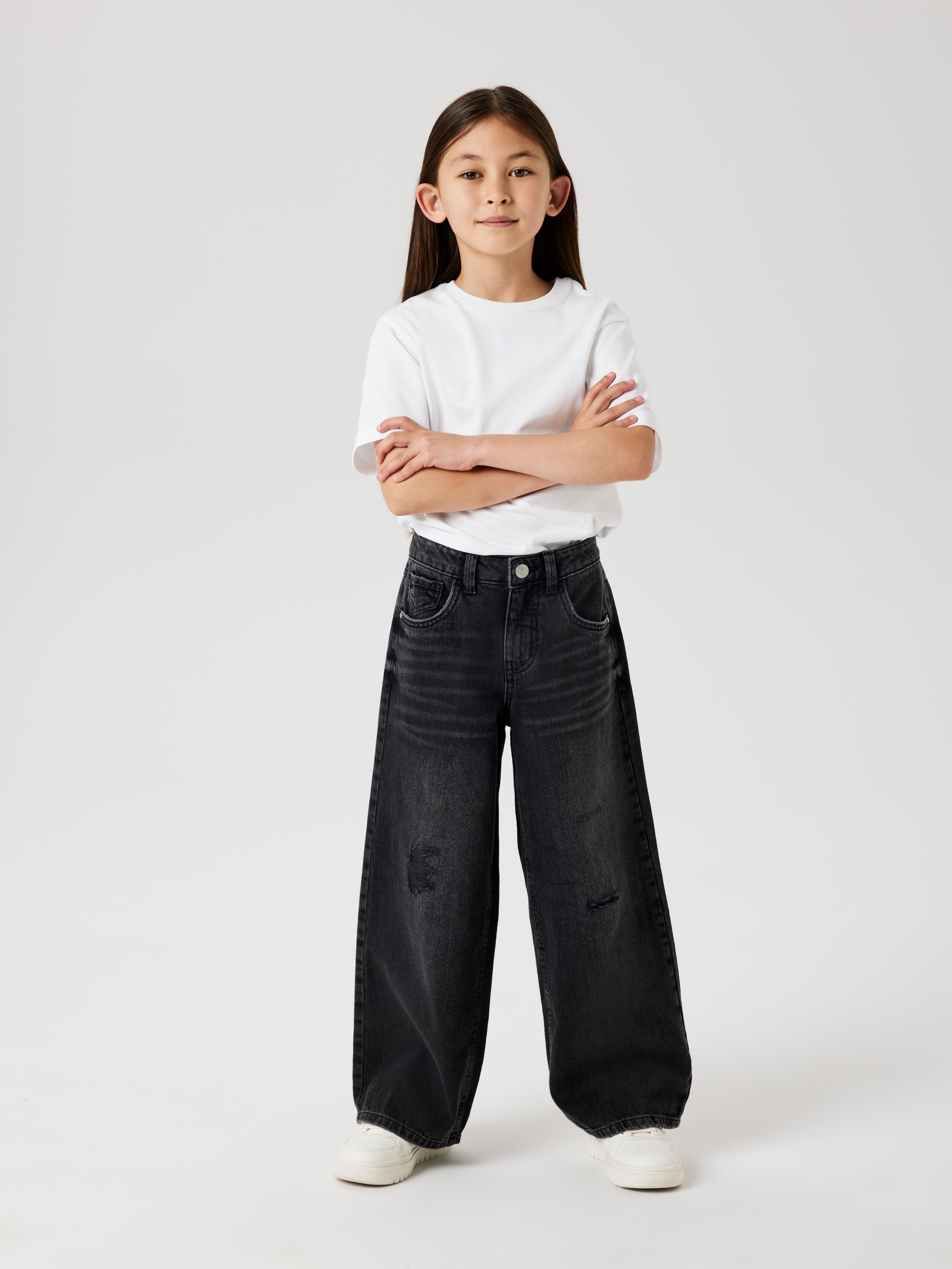Name It 5-Pocket-Jeans »NKFROSE HW WIDE JEANS 141«, mit Destroyed Effekt