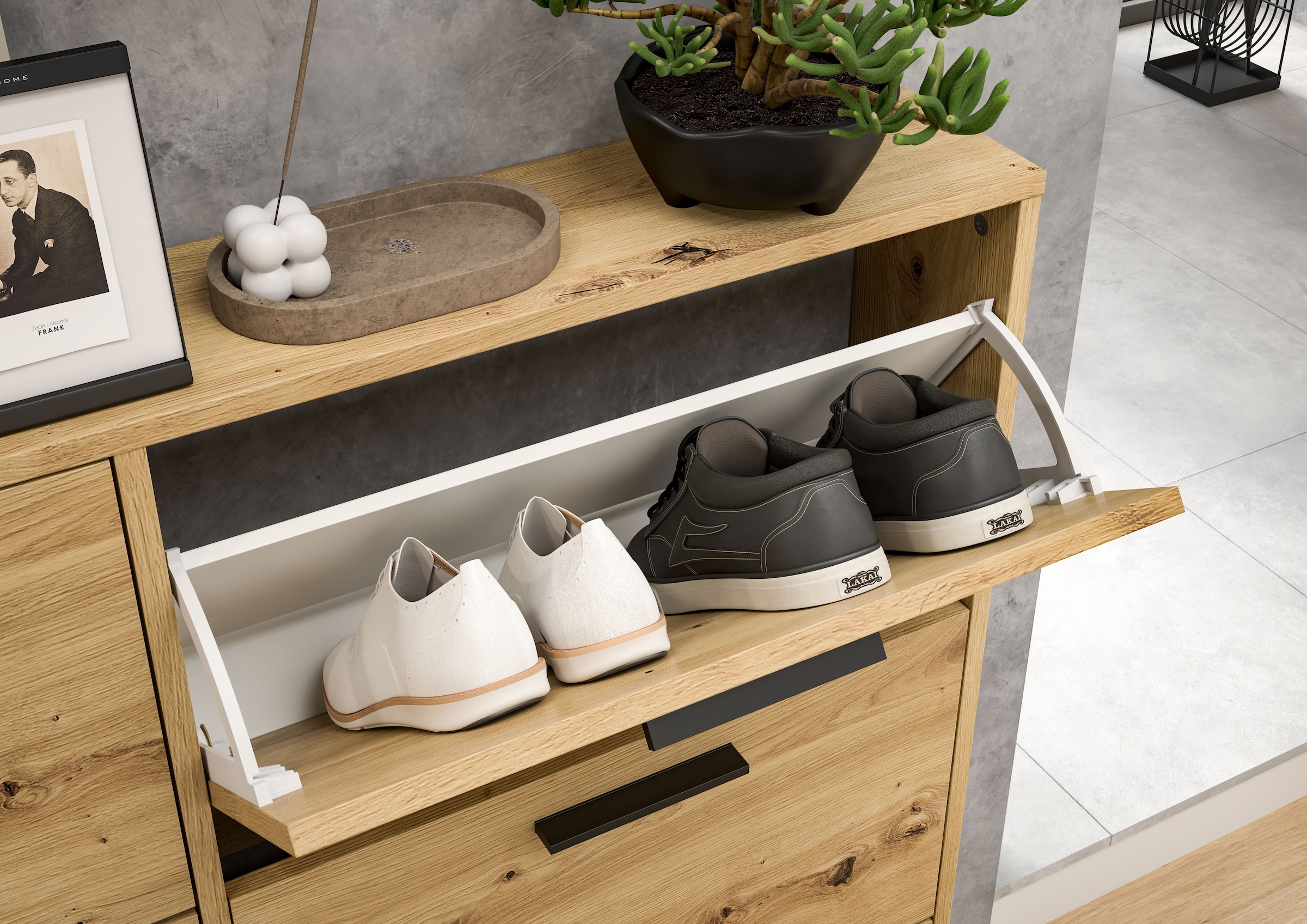 HBZ Schuhkommode »Sam«, (1 St.), Schuhkipper, Schuhschrank mit 3 Klappen, BxHxT 59x103x17cm