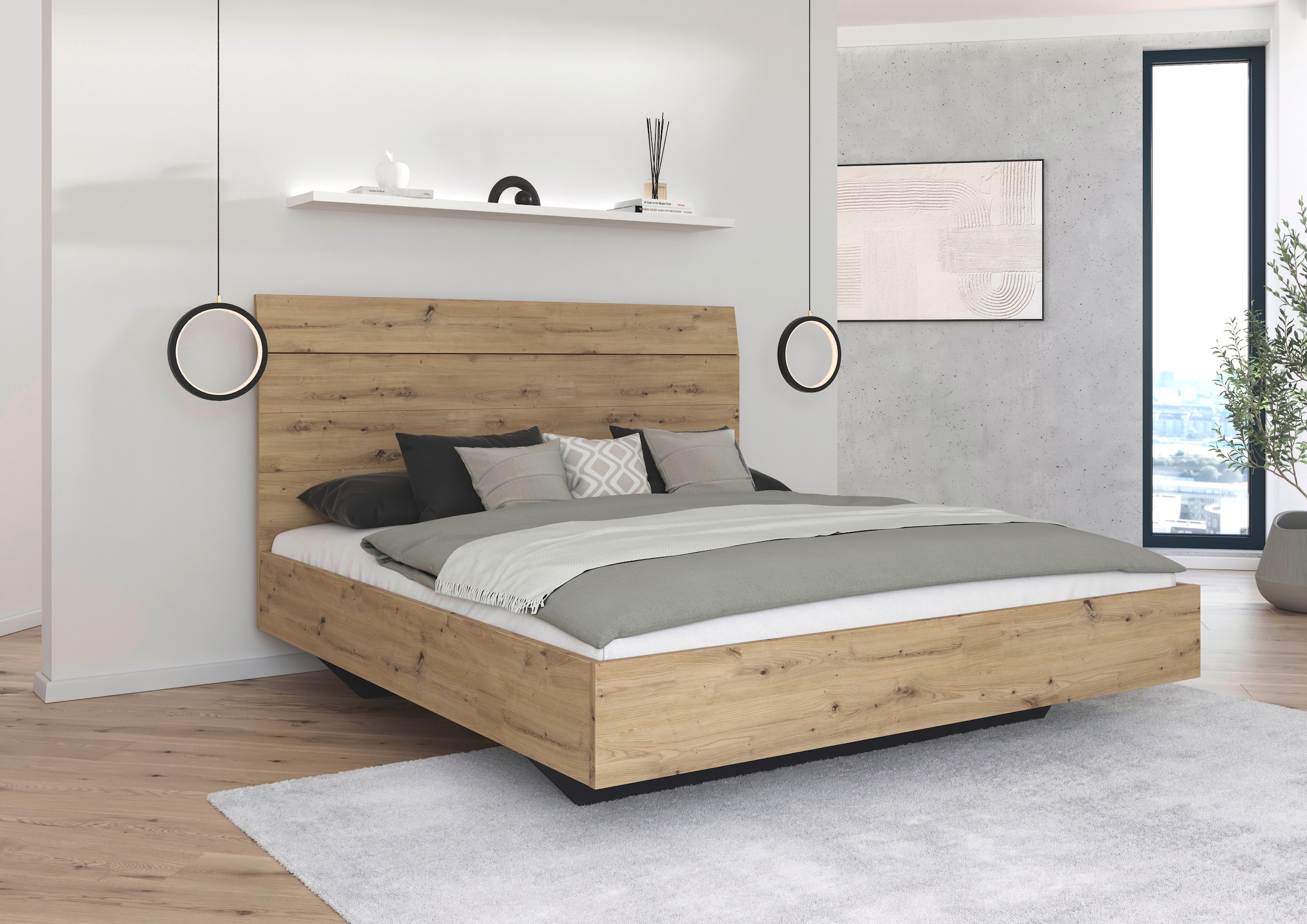 rauch Futonbett »Bett Doppelbett Holzbett AGORDO«, mit hohem Kopfteil und schwebender Optik MADE IN GERMANY