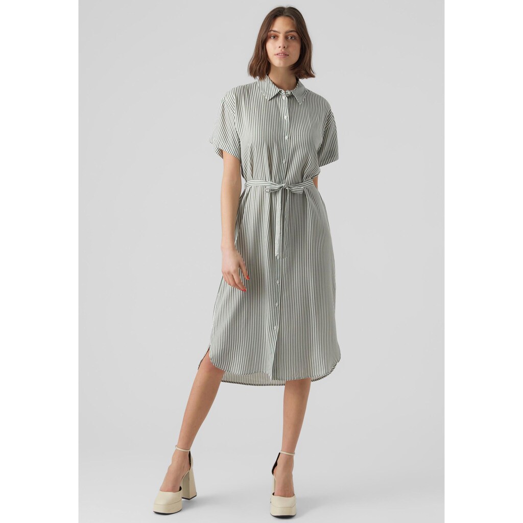 Vero Moda Hemdblusenkleid »VMBUMPY SS CALF SHIRT DRESS NOOS«