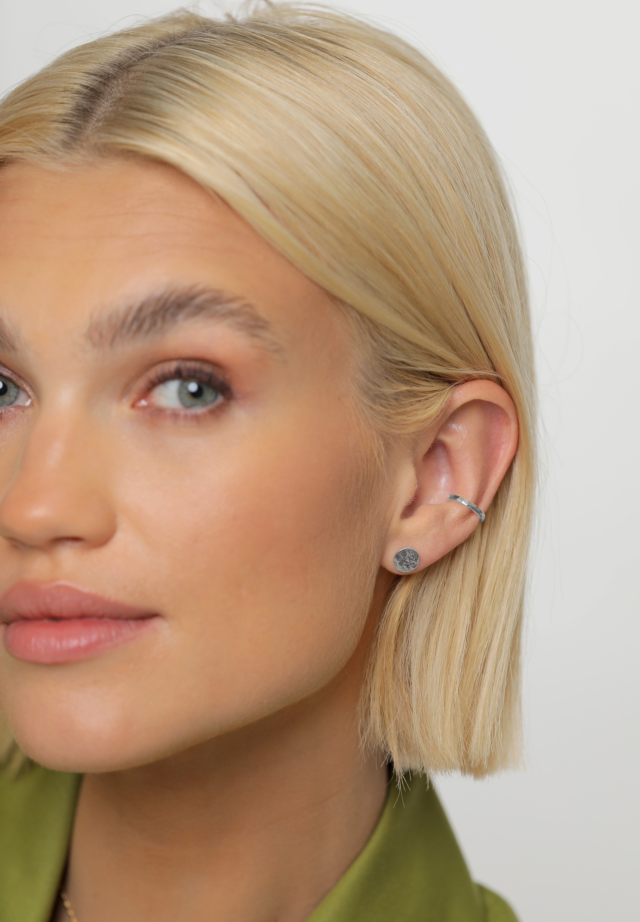 Elli Paar Ohrstecker »Ohrringe Plättchen Rund Struktur Silber 925«