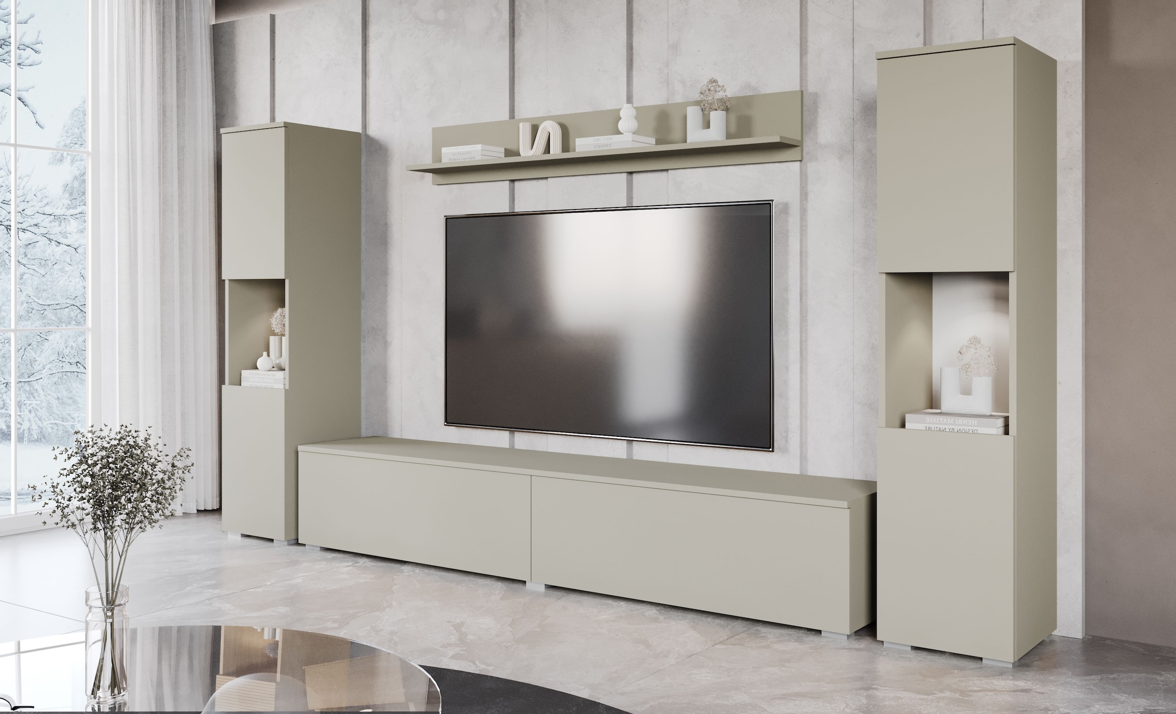 INOSIGN Wohnwand »PARIS, Vitrine Türanschlag links/rechts wechselbar« Komplett-Set, 4 Stk. tlg.