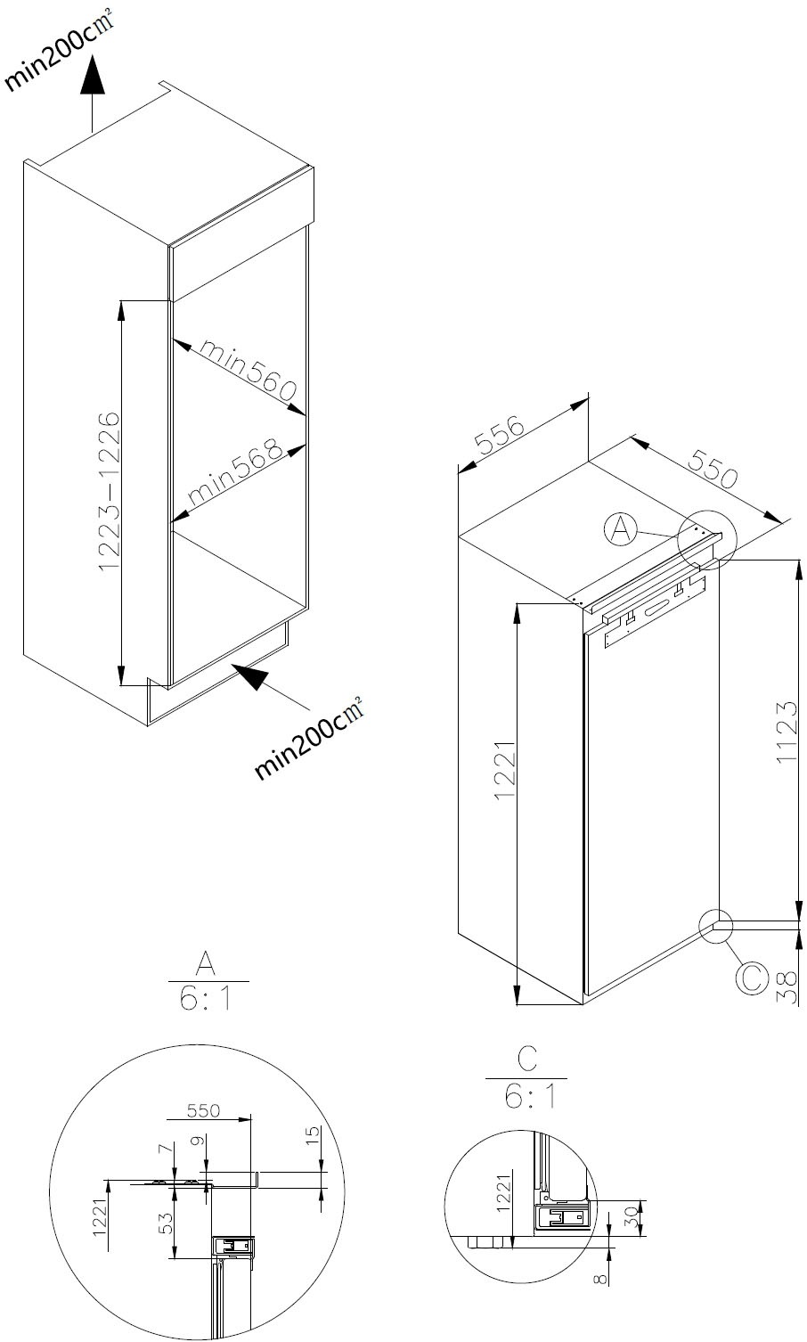 Amica Einbaukühlschrank »EVKSX 352 250«