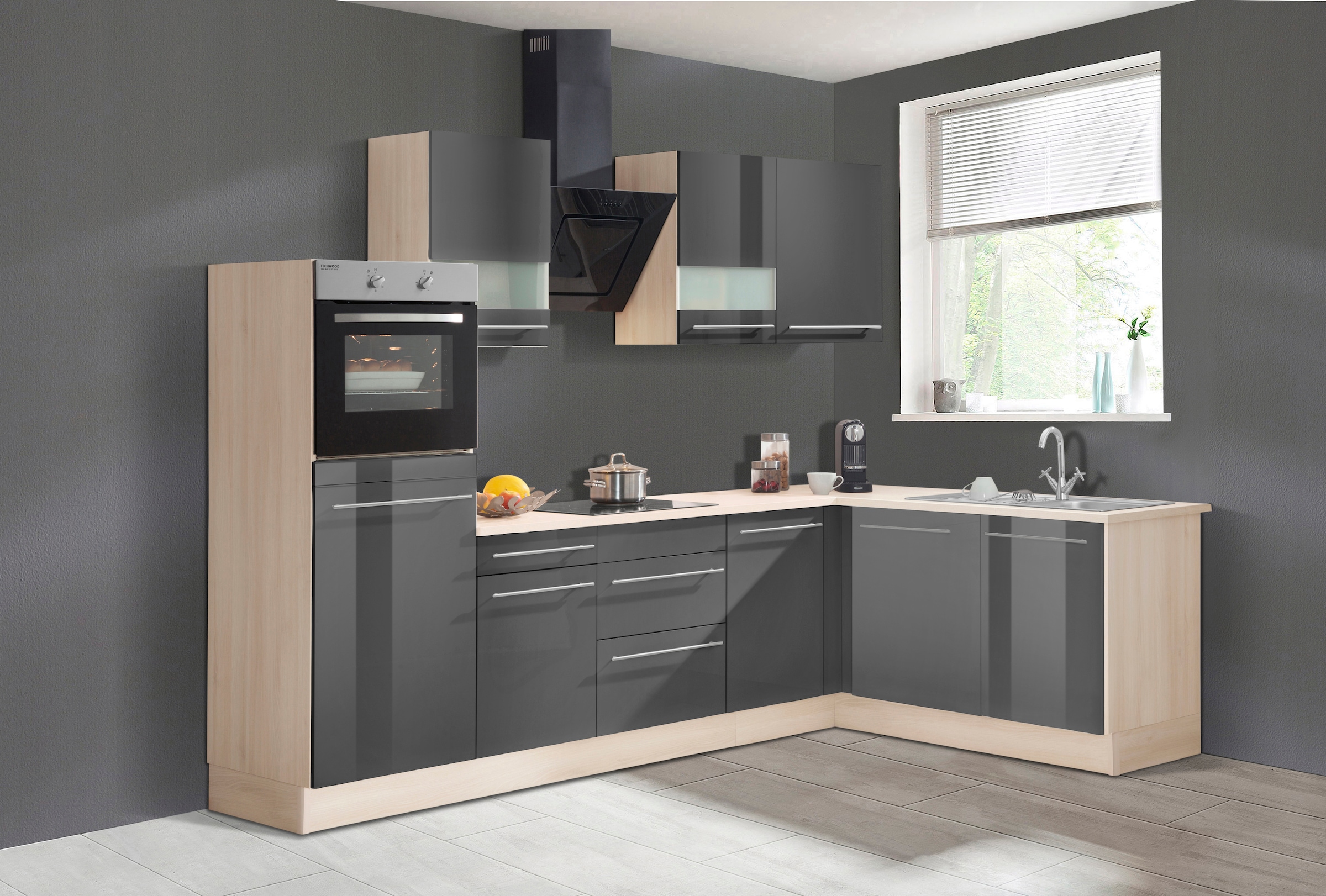 OPTIFIT Winkelküche »Bern«, Stellbreite 285x175 cm, wahlweise mit E-Geräten