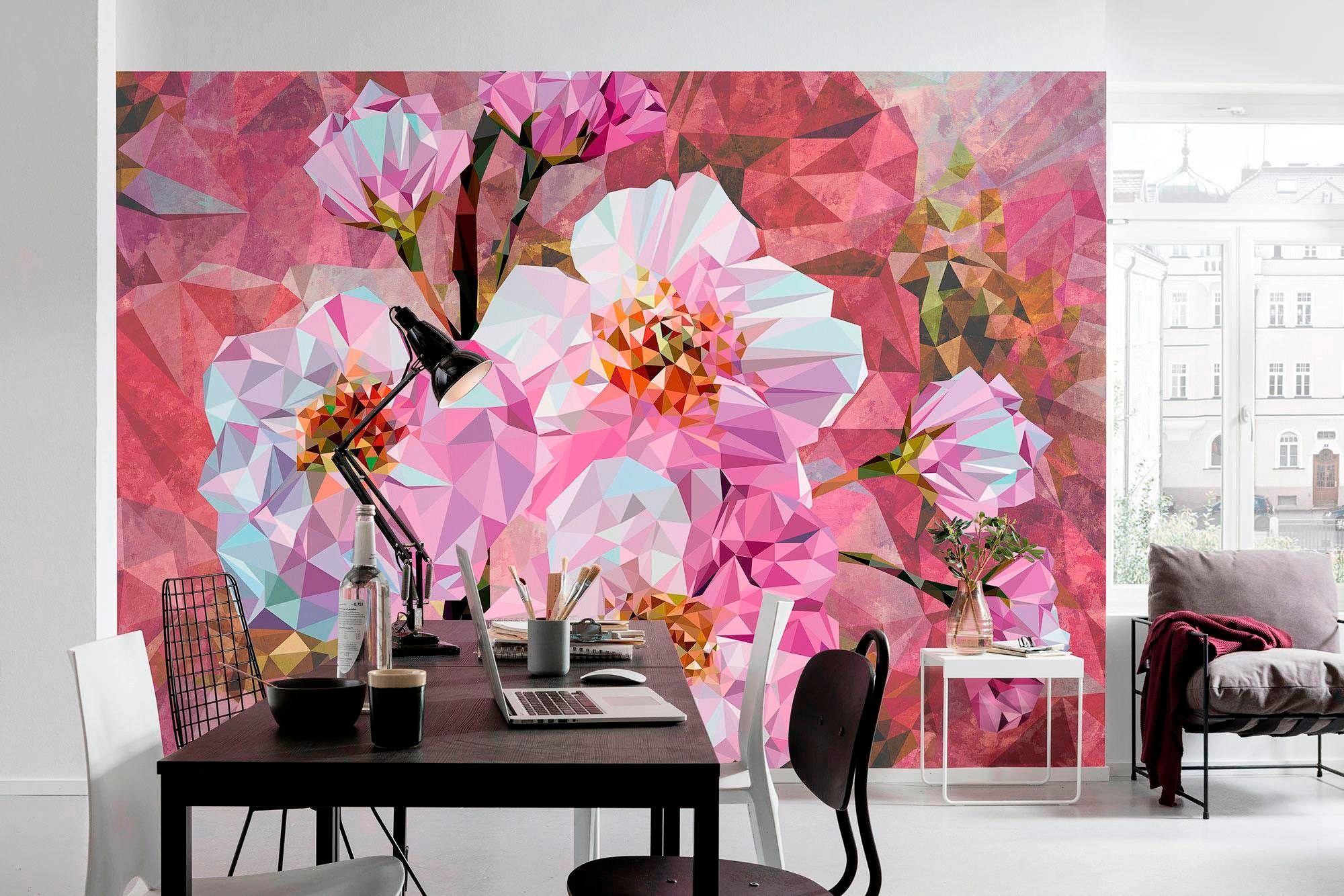 Komar Vliestapete »Vlies - Blooming Gems - Größe 368 x 248 cm«, bedruckt, Wohnzimmer, Schlafzimmer