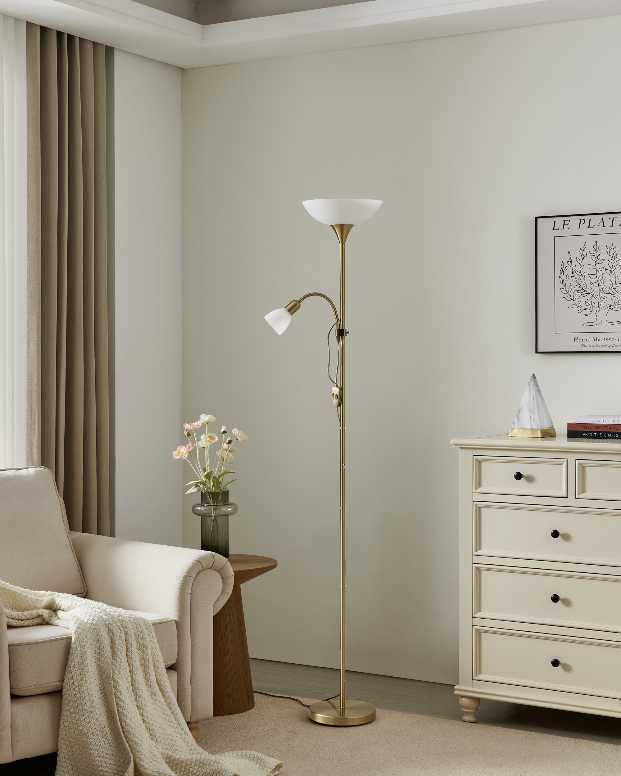 EGLO Stehlampe »UP 2 Stehlampe - Stahl - E27;E14 - 1X60W;1X18W - IP20« LED-Modul 1 Stk. Standleuchte, Leselampe, Wohzimmer, Schlafzimmer, H176,5 x Ø27,5 cm