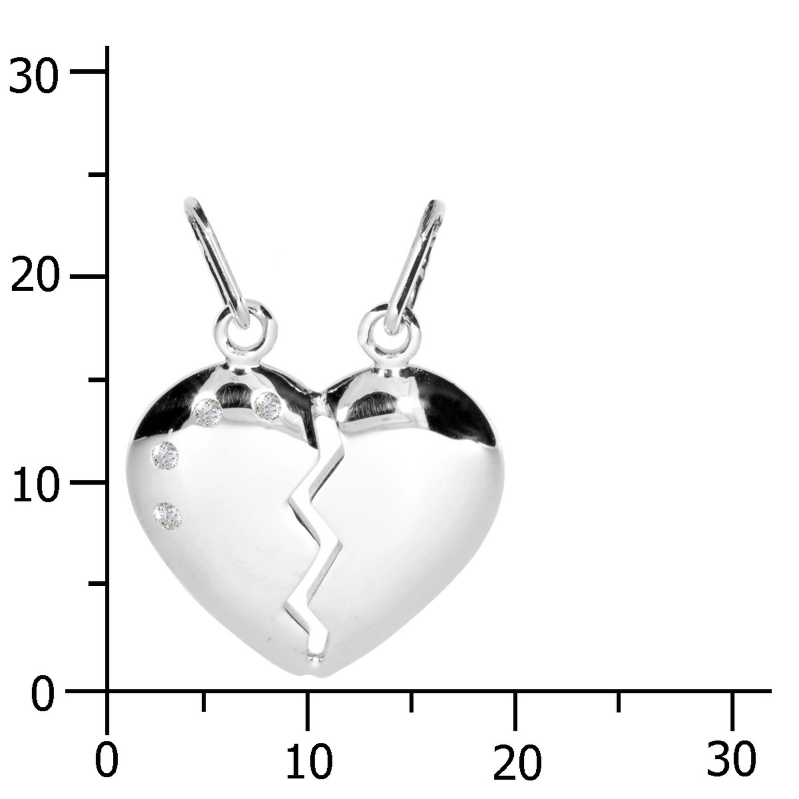OSTSEE-SCHMUCK Kettenanhänger »- geteiltes Herz - Silber 925/000 - Zirkonia«