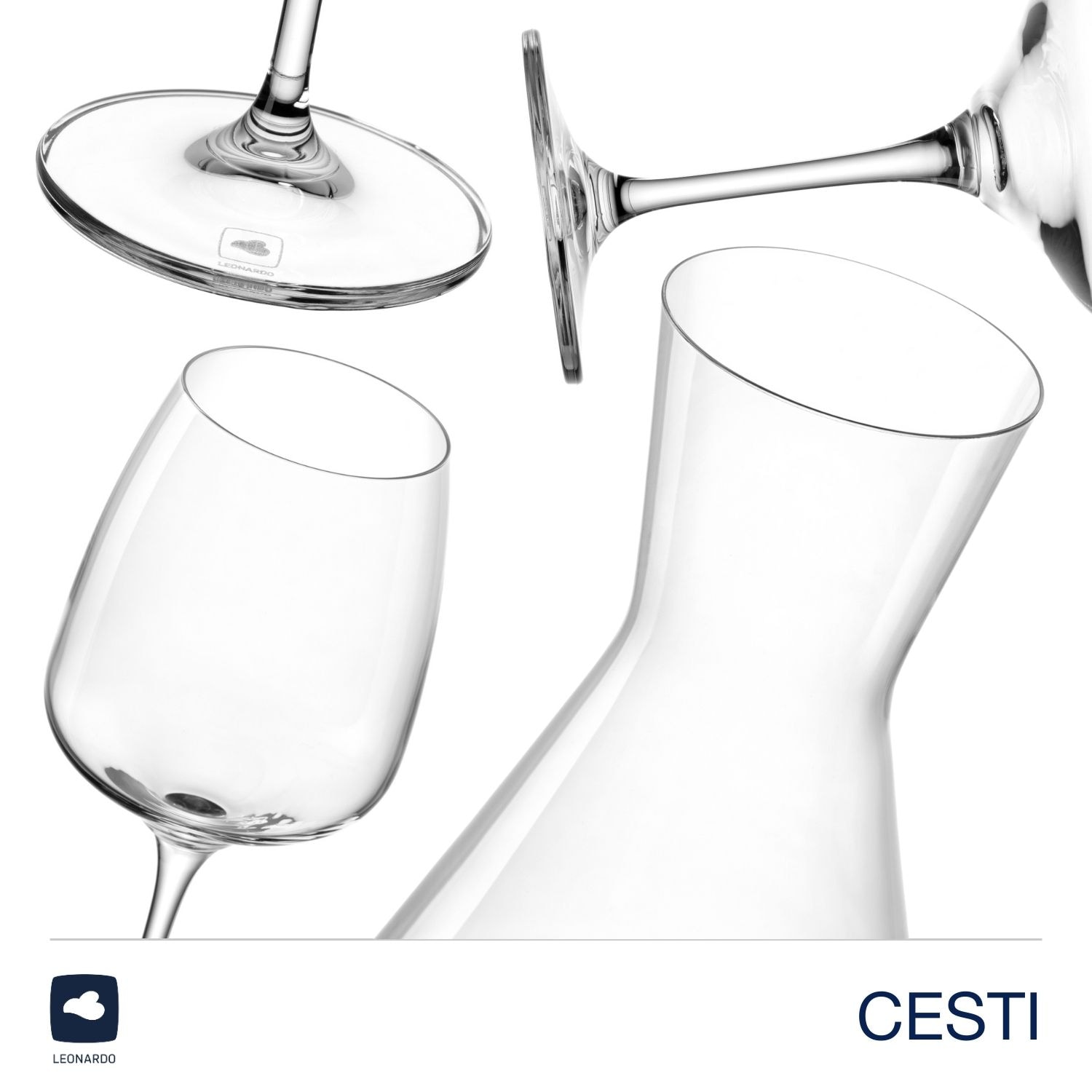 LEONARDO Rotweinglas »Weinset CESTI + Poliertuch« 2 Weingläser und 1 Karaffe mit Poliertuch