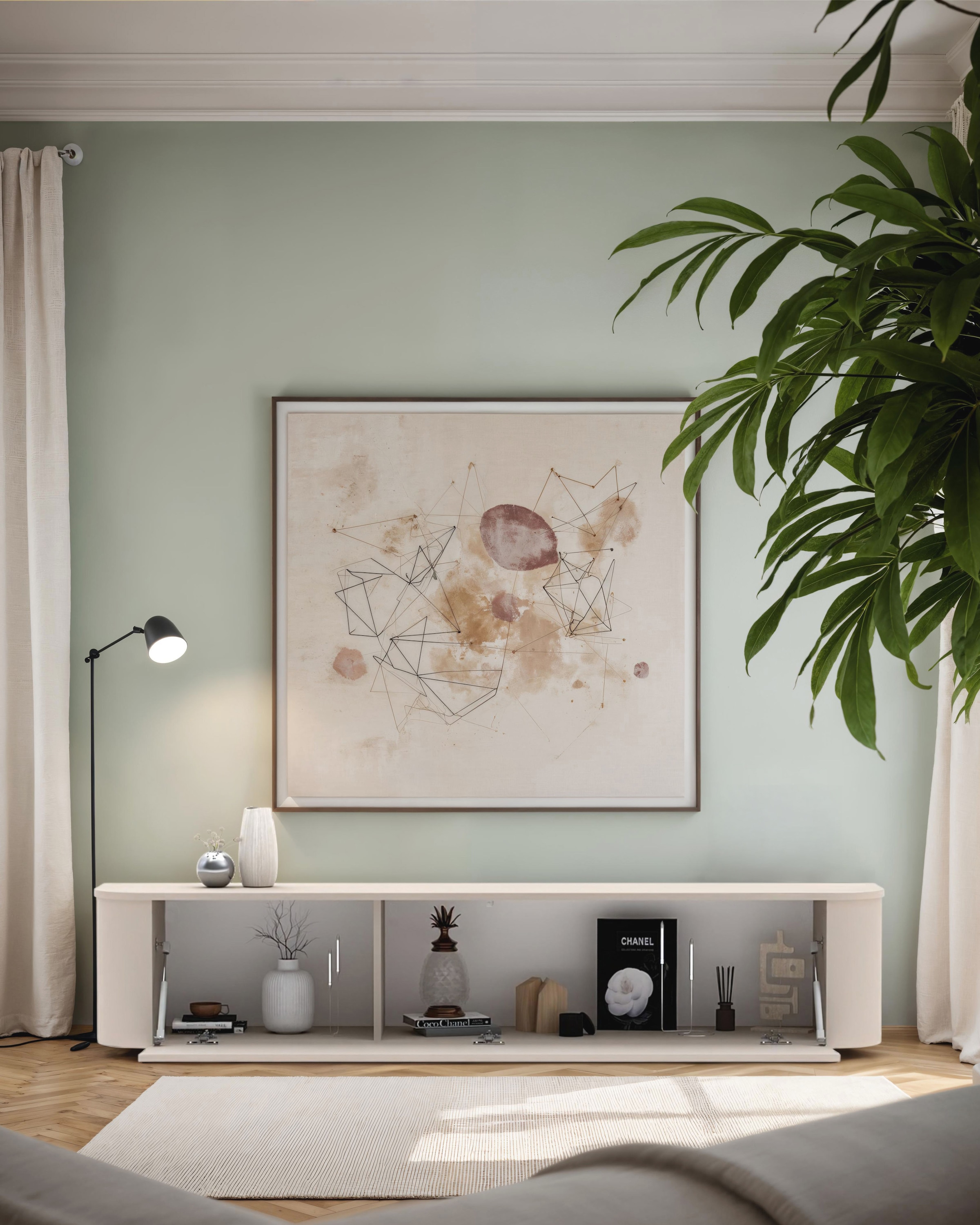 OTTO home Lowboard »Lido, 181 cm breit, 1 Klappe, TV-Schrank, TV-Kommode, Medienboard« Formgebogenes MDF, Stirnseiten Rundung, Push-to-open, hängend/stehend