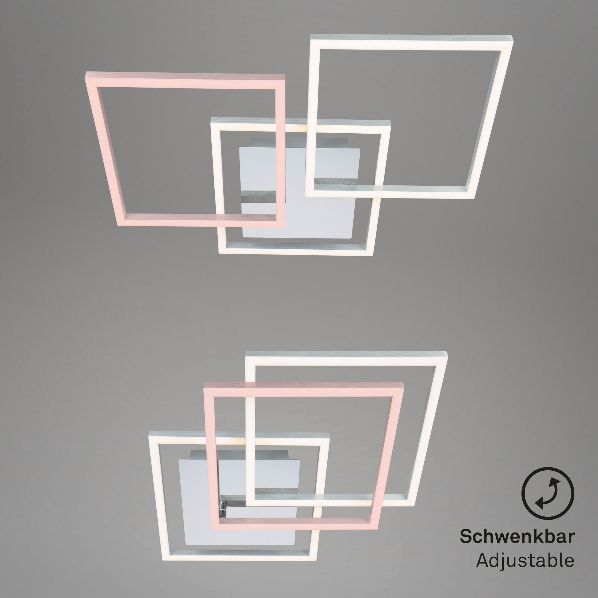 Briloner Leuchten LED Deckenleuchte »3217018 FRAME«, Leuchtmittel LED-Board | LED fest integriert, Deckenlampe, 76,3x36,8x7,3cm, Chrom-Alu, 36W, Wohnzimmer, Küche, Flur