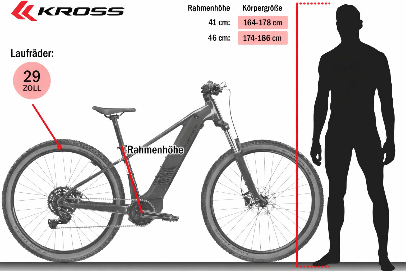 Kross »Influx Hybrid 2.0 16,7Ah / 600 Wh 29 Zoll weiß 9 Gänge 2026« 9 Gang Shimano CUES U4000 Schaltwerk Kettenschaltung Mittelmotor 250 W