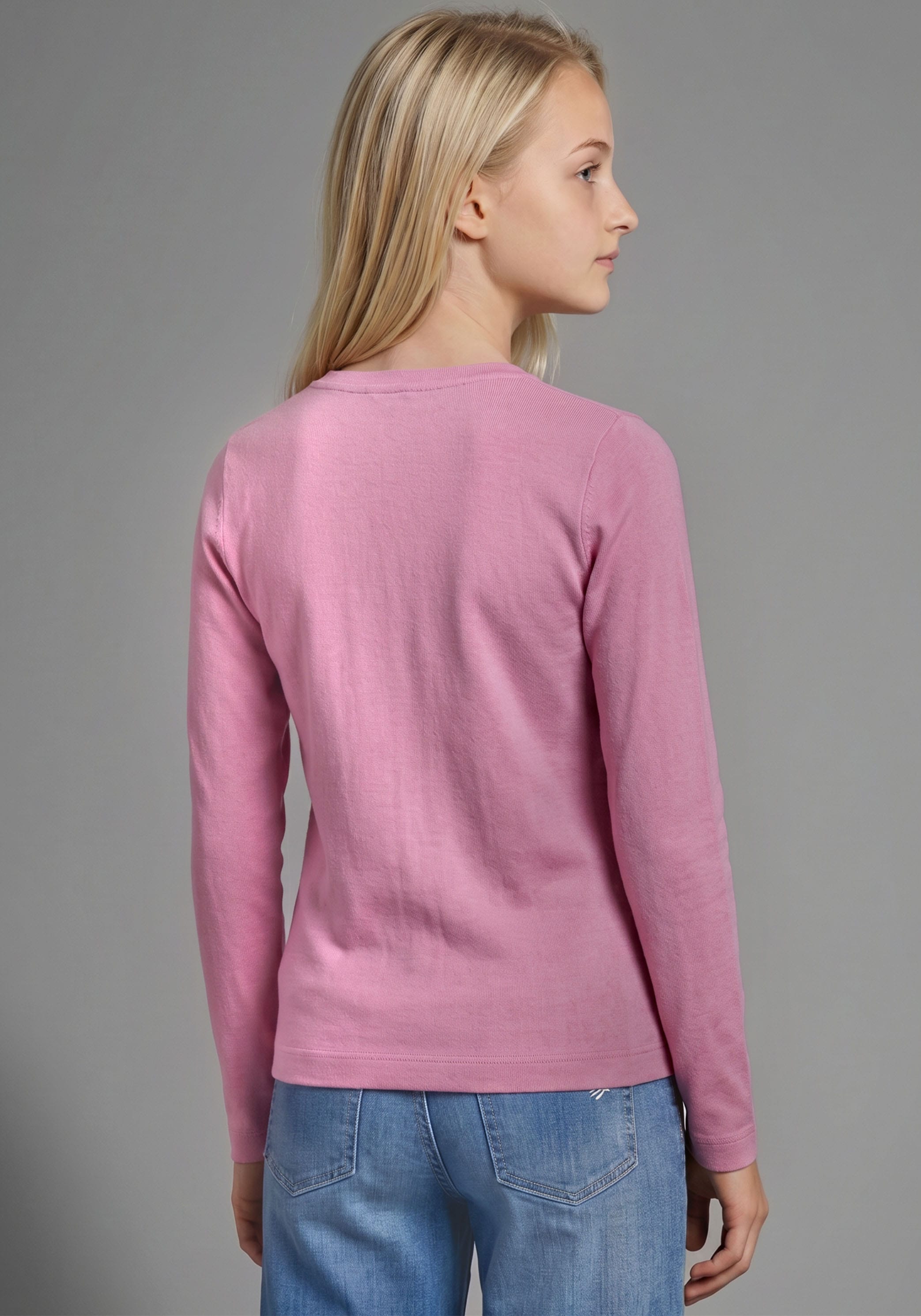 KIDSWORLD Langarmshirt »Slogan Shirt: HONESTLY« Spücheshirt, langärmlig, Basic-Stil, mit tiefem Rundhalsausschnitt