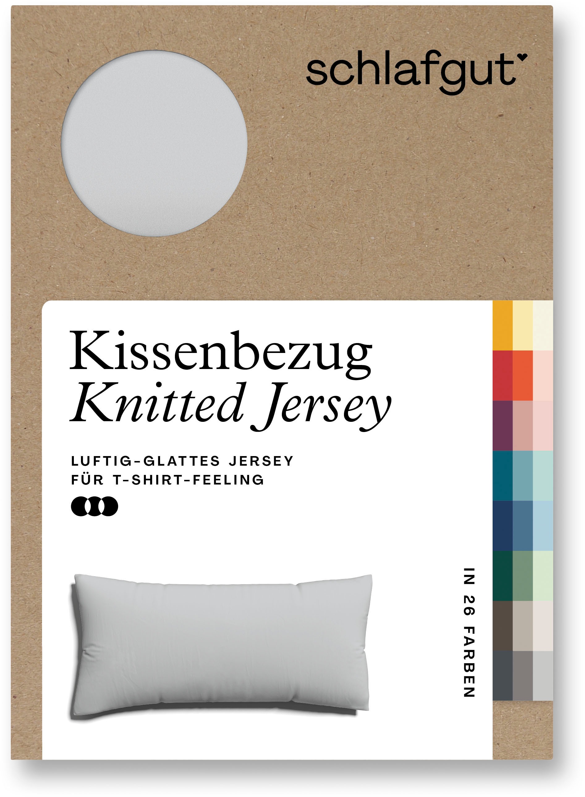 Schlafgut Kissenbezug »Knitted Jersey aus Bio-Baumwolle mit Elasthan, bügelfrei,«, (1 St.), besonders fein gestrickt, Kissenhülle mit farbigem Reißverschluss