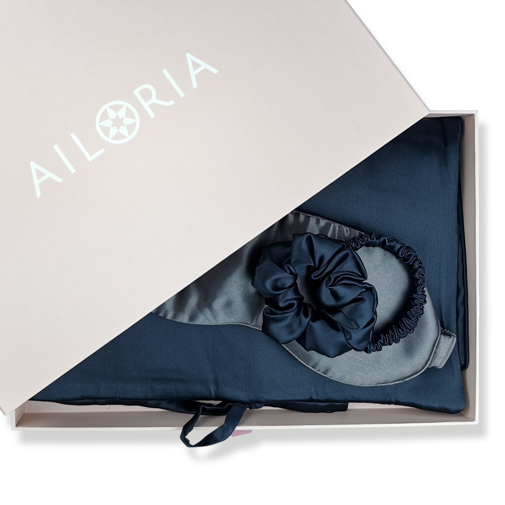 AILORIA Seidentuch »Tasche, Schlafmaske, Scrunchie S & Scrunchie M TRAVEL SET«