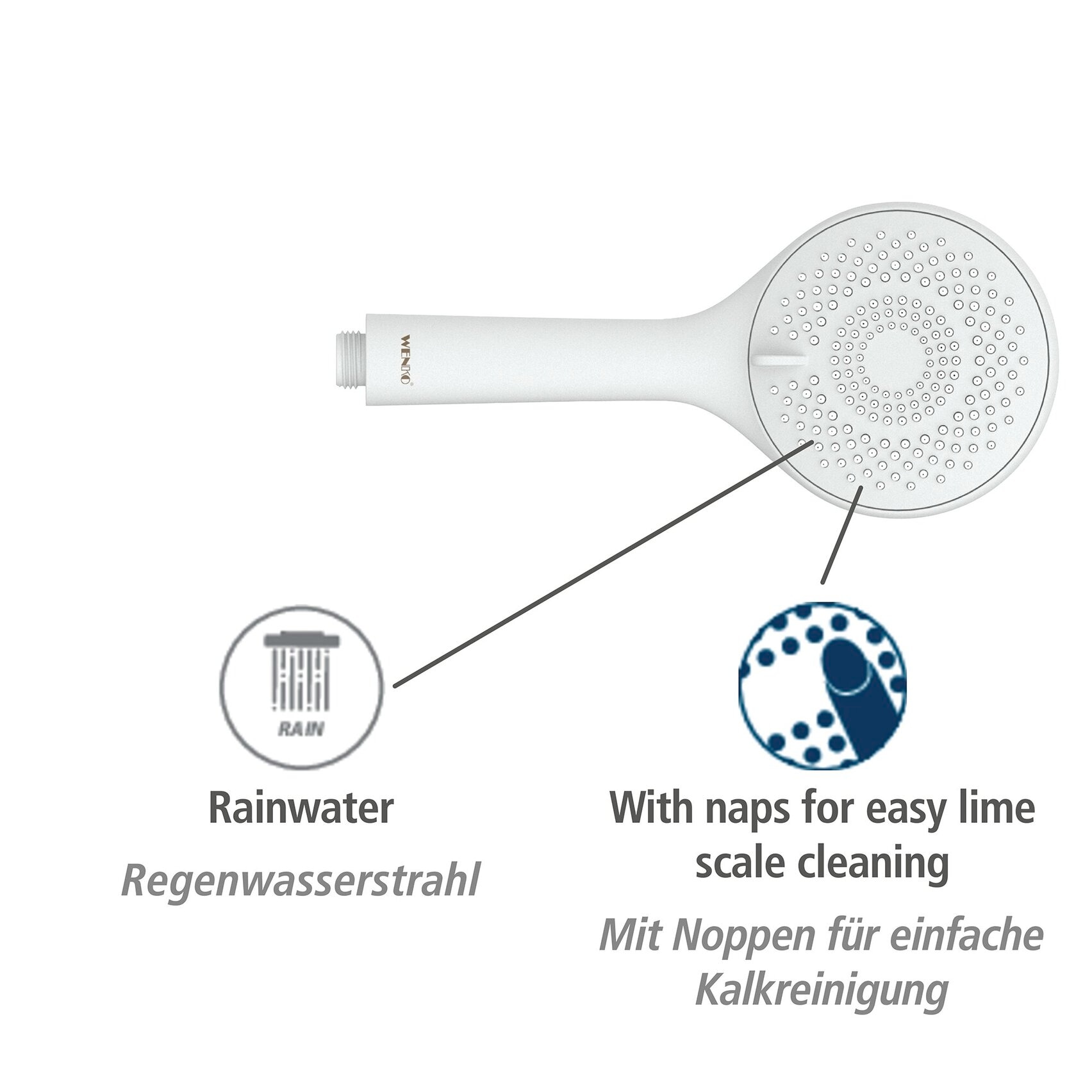 WENKO Stangenbrause-Set »Watersaving« Set, 6 Stk. tlg. Schwarz, Länge Stange: 70 cm