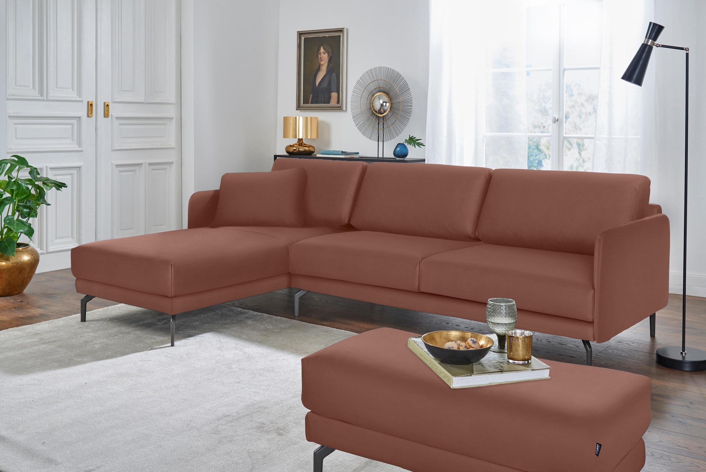 hülsta sofa Ecksofa in sehr schmal, umbragrau 234 Alugussfüße Armlehne cm, bestellen Rechnung Breite »hs.450«, auf