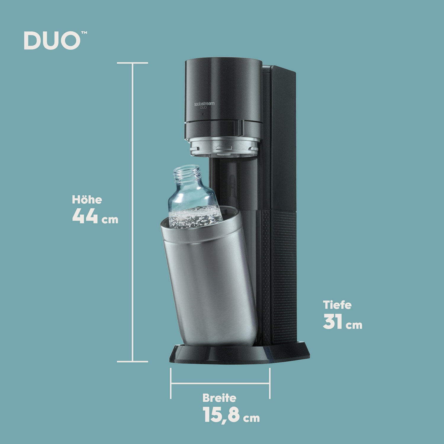 SodaStream Wassersprudler »DUO« CO2-Zylinder, 1L Glasflasche, 1L spülmaschinenfeste Kunststoff-Flasche