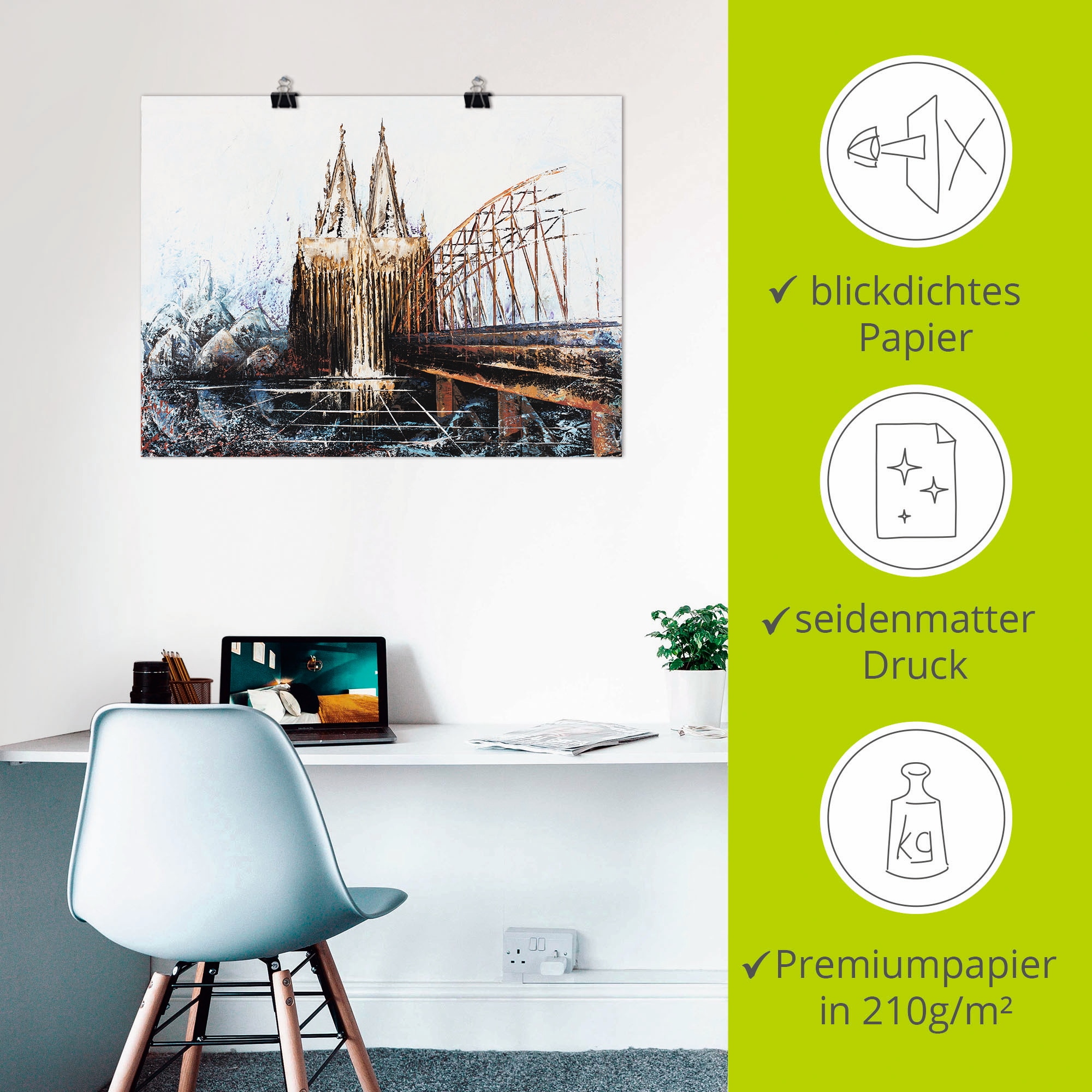 Artland Poster »Köln Impression«, Deutschland, (1 St.), als Alubild, Leinwandbild, Wandaufkleber oder Poster in versch. Größen
