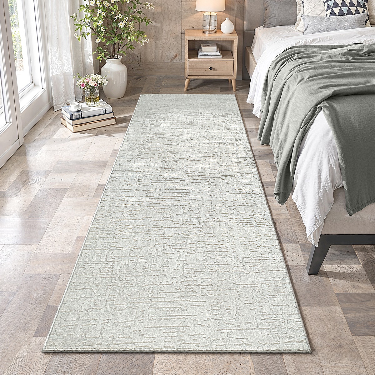 the carpet, Designteppich »Rio« rechteckig 15 mm Höhe Hoch-Tief-Effekt, Creme, Polyester, B : 80 cm 1 Stk. - 15 mm