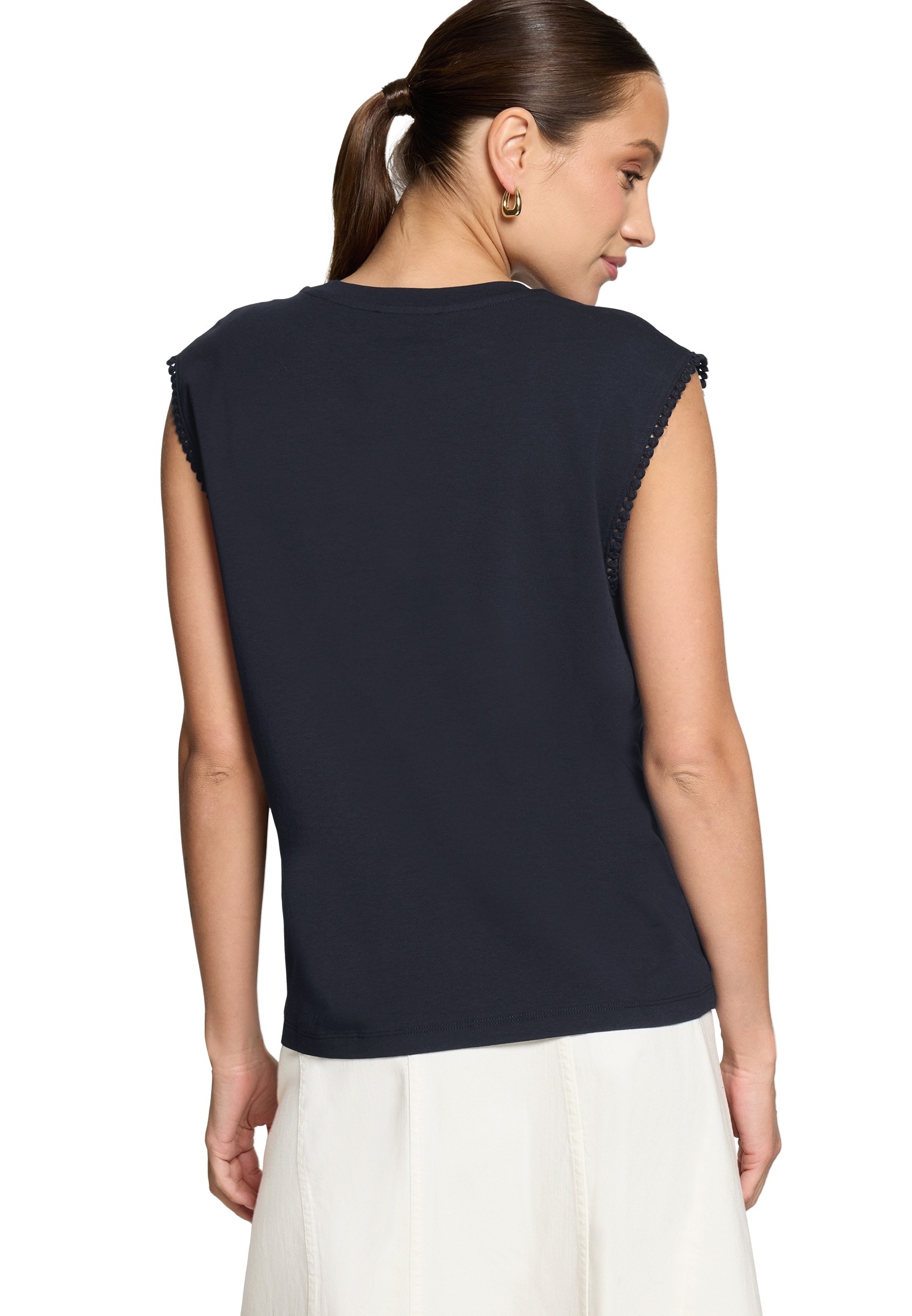Zero Shirttop »Rundhals-Shirt mit Schmuckkanten«