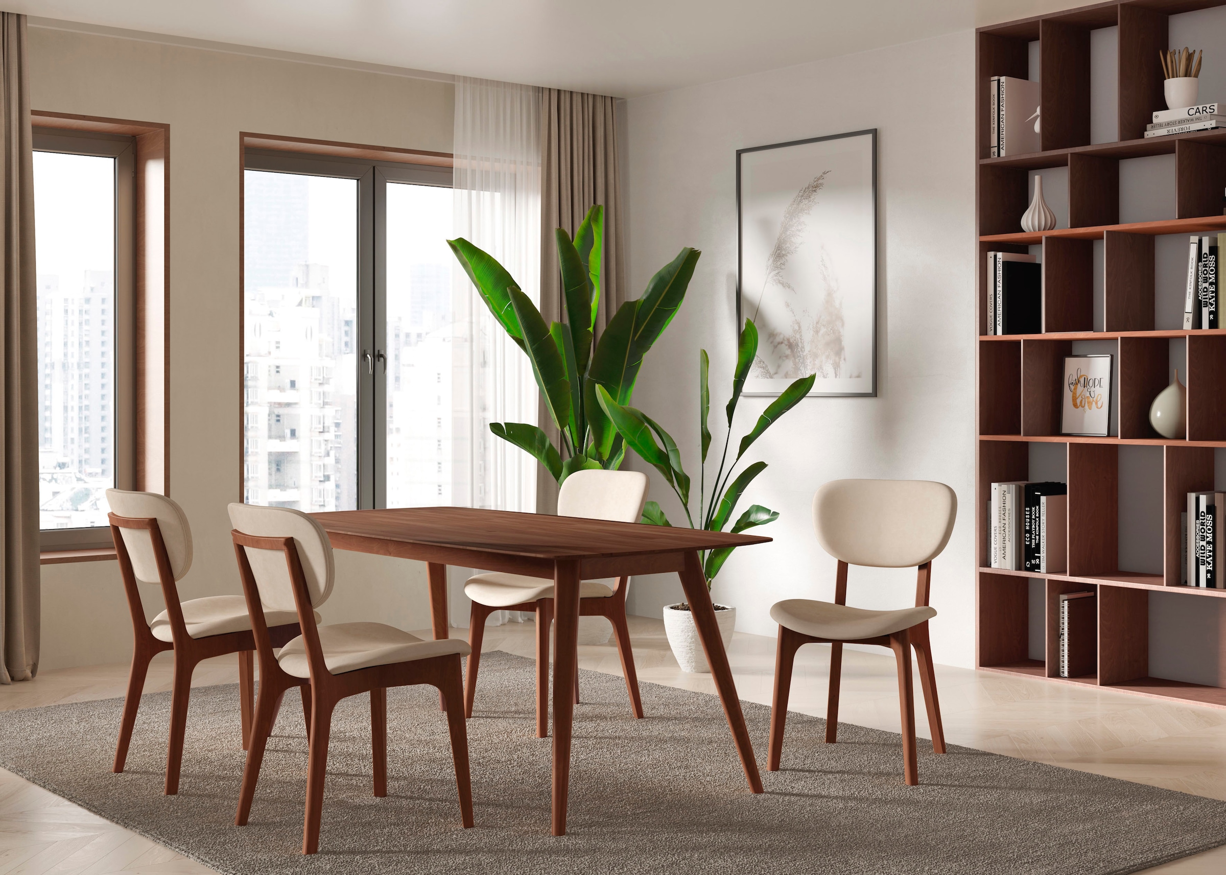 INOSIGN Stuhl »COZY Made in Italy«, (Set), 2 St., Microfaser, Gestell in Buche, Kirsch- oder Nussbaum, Massivholz, Design Stuhl