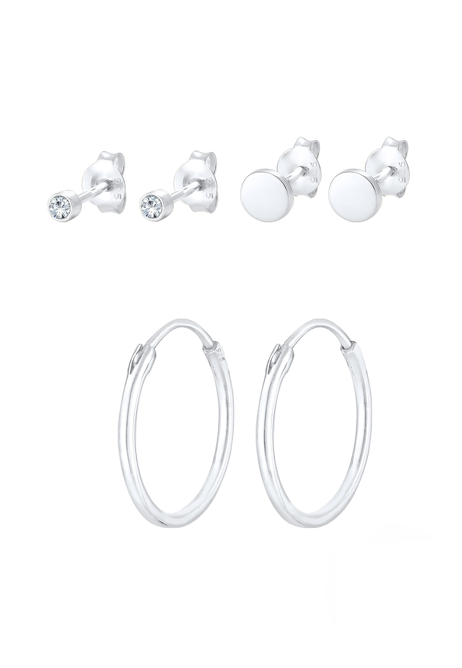 Elli Ohrstecker-Set »Ohrringe Ohrstecker Glas Kristalle 3er Set 925 Sterling Silver«