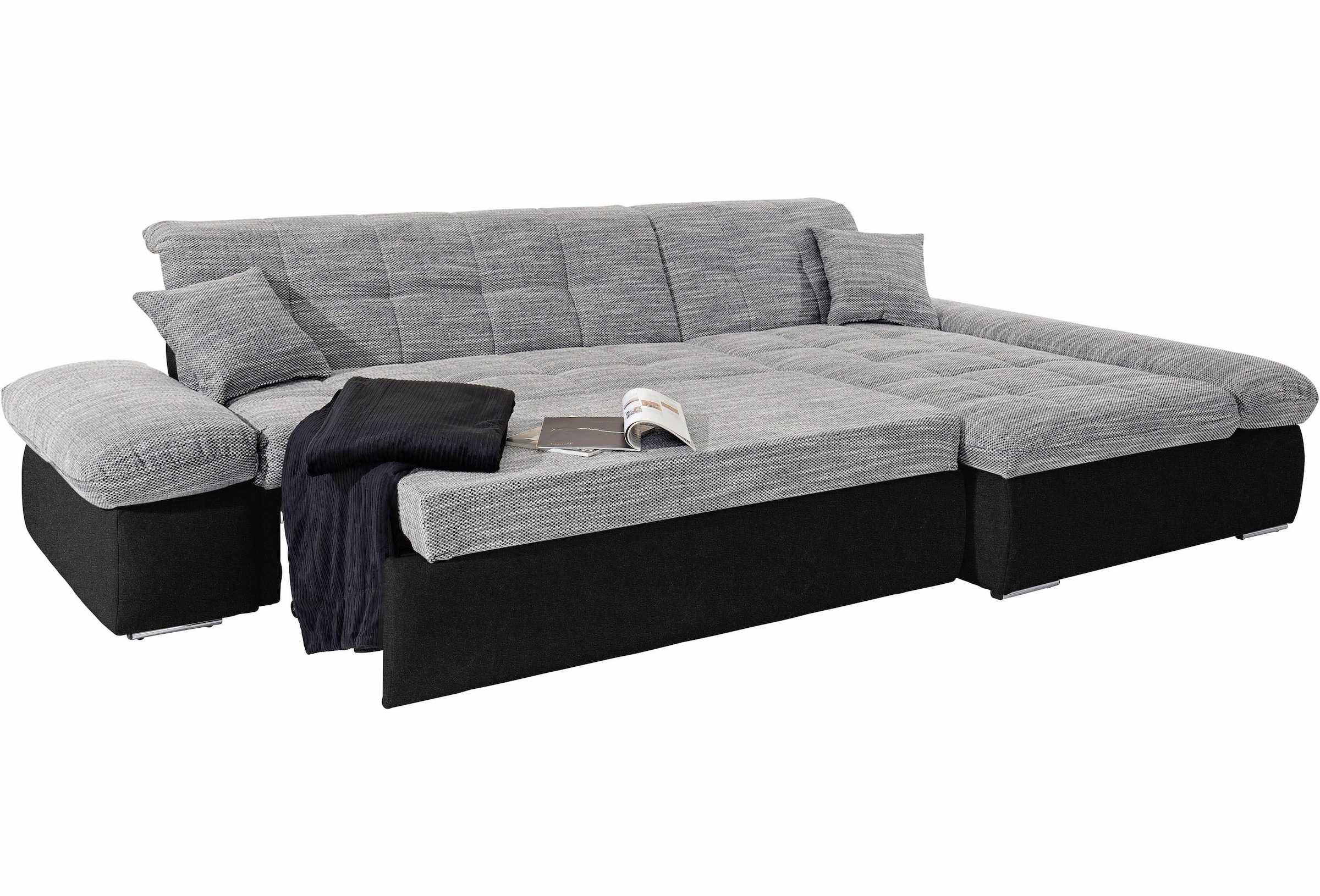 DOMO collection Ecksofa »Moric«, Rechnung mit im Bettfunktion XXL-Format, Armlehnenverstellung auf bestellen und wahlweise