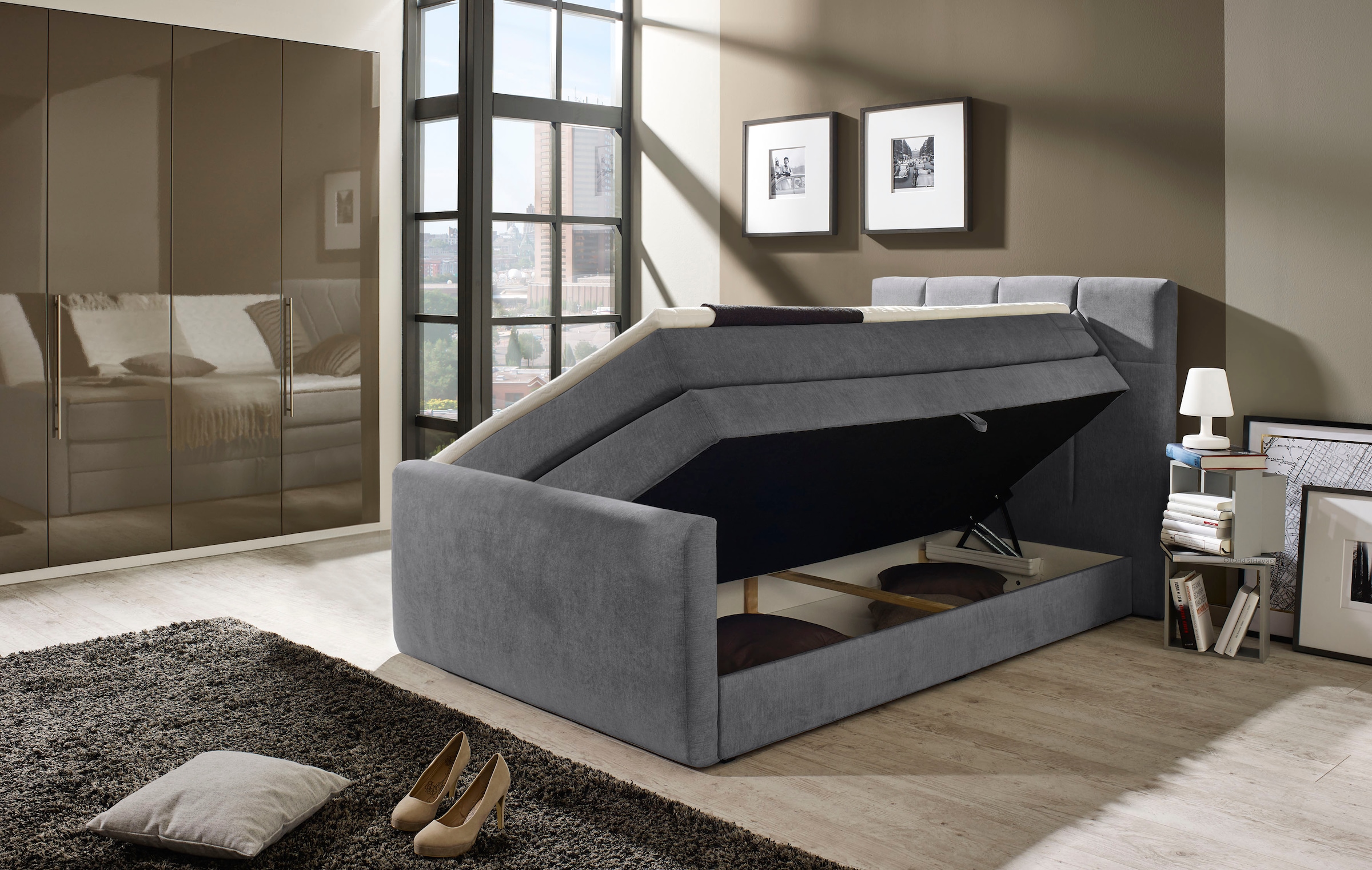 Places of Style Boxspringbett »Atlanta«, inklusive Topper und Bettkasten