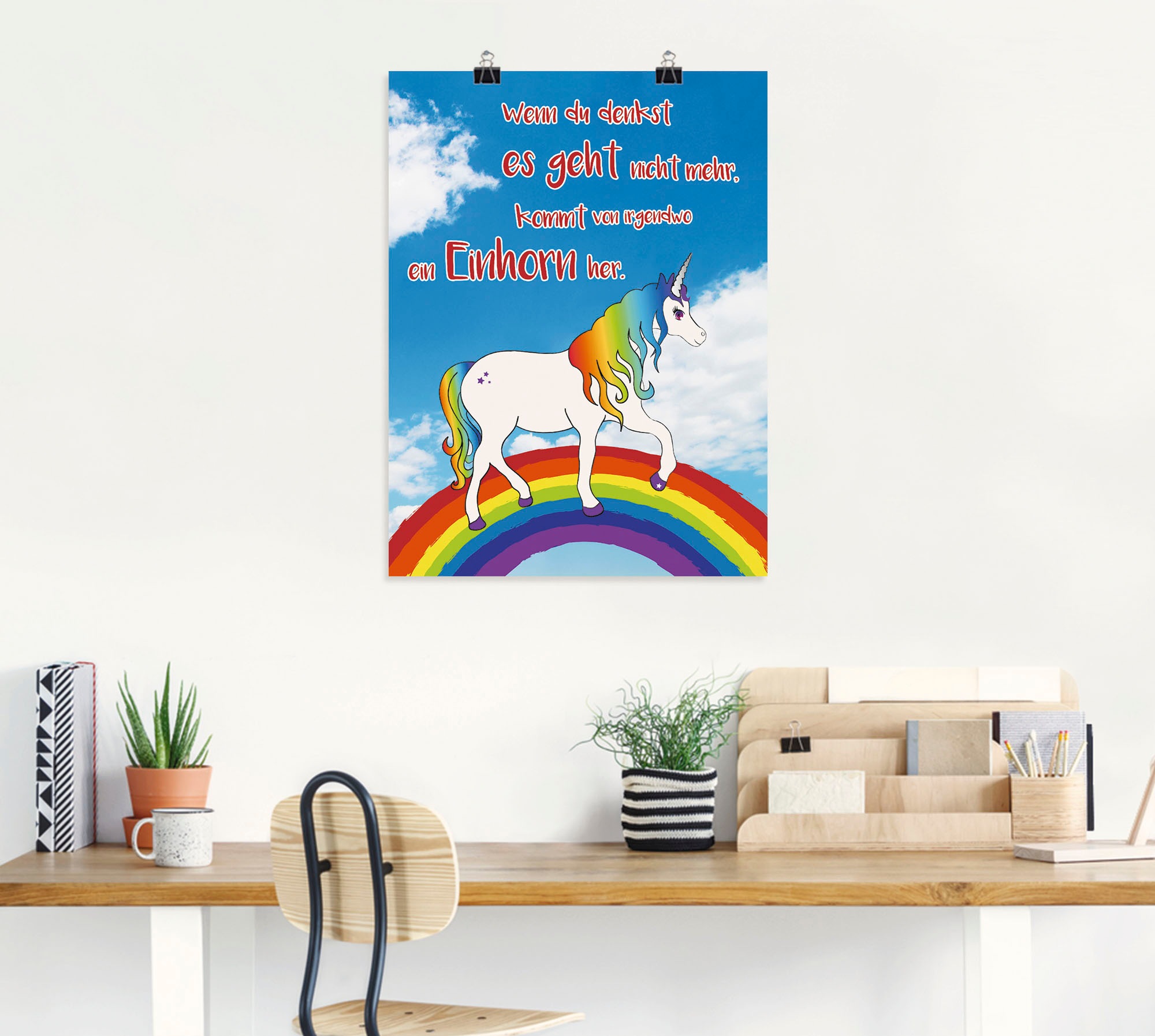Artland Wandbild »Einhorn mit Regenbogen«, Animal Fantasy, (1 St.), als Poster in verschied. Größen