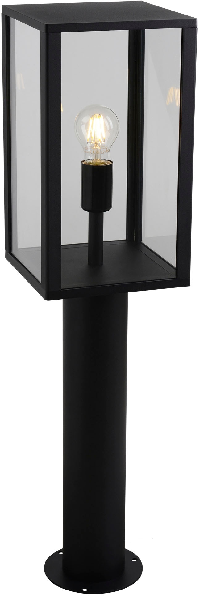 näve Außen-Stehlampe »AILA«, 1 eckig, online mit 3 Jahren Sockelleuchte, 1x | kaufen exkl. Garantie schwarz Glas, XXL flammig-flammig, 60W, Aluminium, E27
