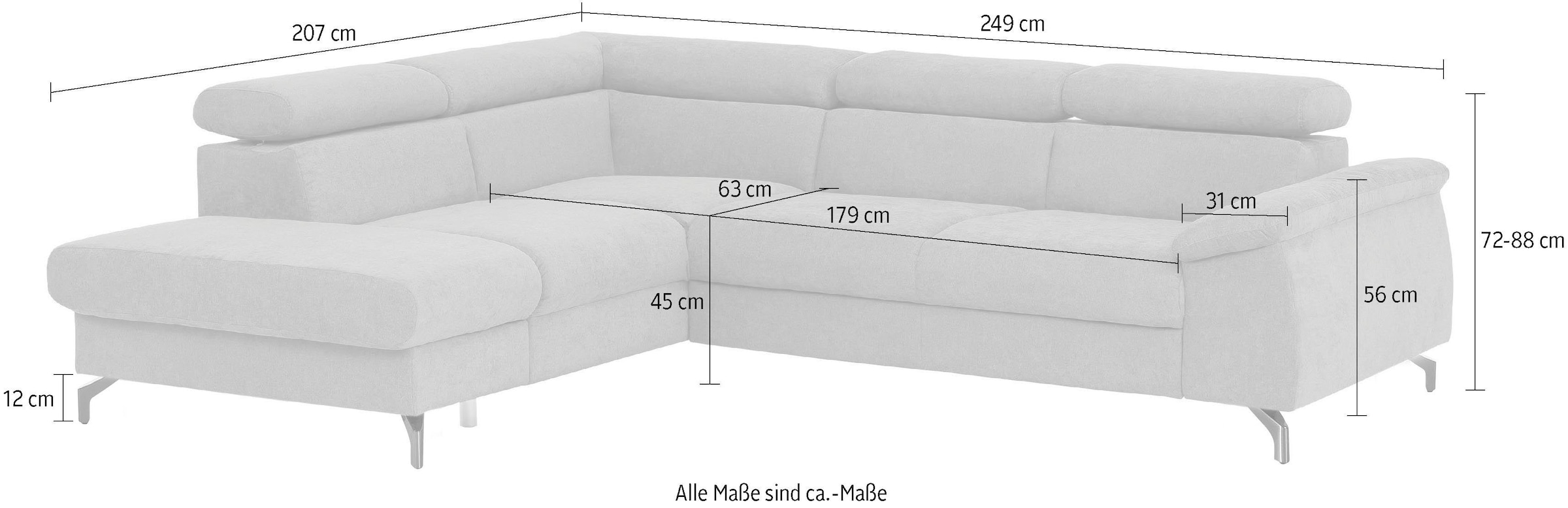 COTTA Polstergarnitur »Kitty L-Form, B: 249 bzw. 100 cm (Set: Ecksofa & Hocker)« Set,  mit Kopfteilverstellung, optional Bettfunktion & Bettkasten