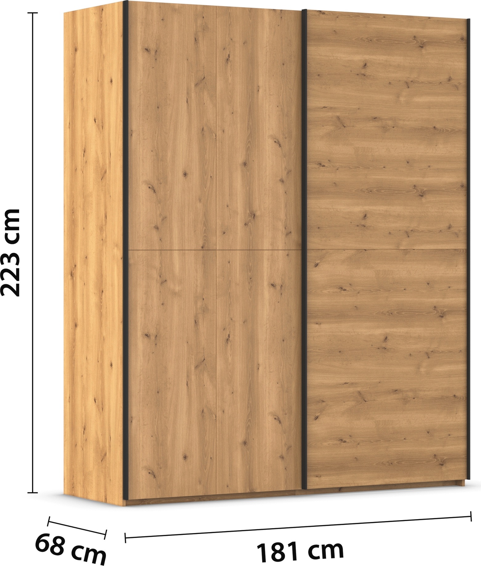 rauch Schwebetürenschrank »Kleiderschrank Schrank Garderobe Schlafzimmerschrank SCALE-WOOD« senkrecht geteilte Türen in robuster massiver Asteiche MADE IN GERMANY