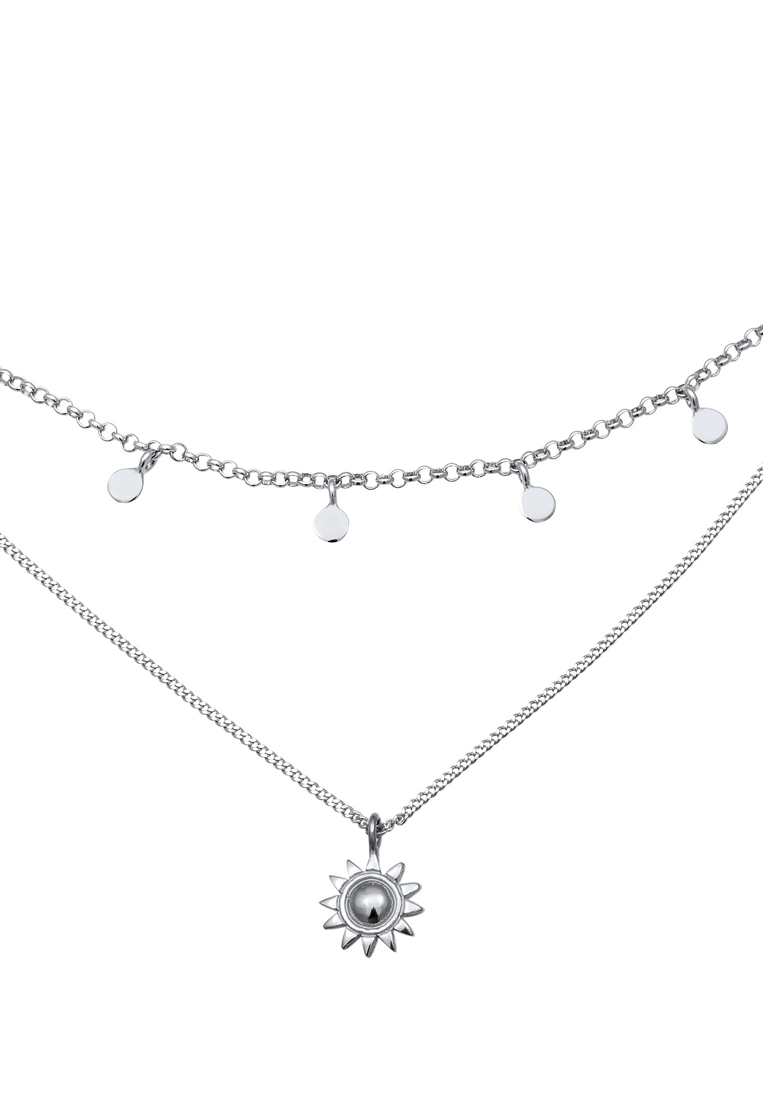 Elli Silberkette »Halskette Layer Sonne Plättchen 925 Sterling Silber«
