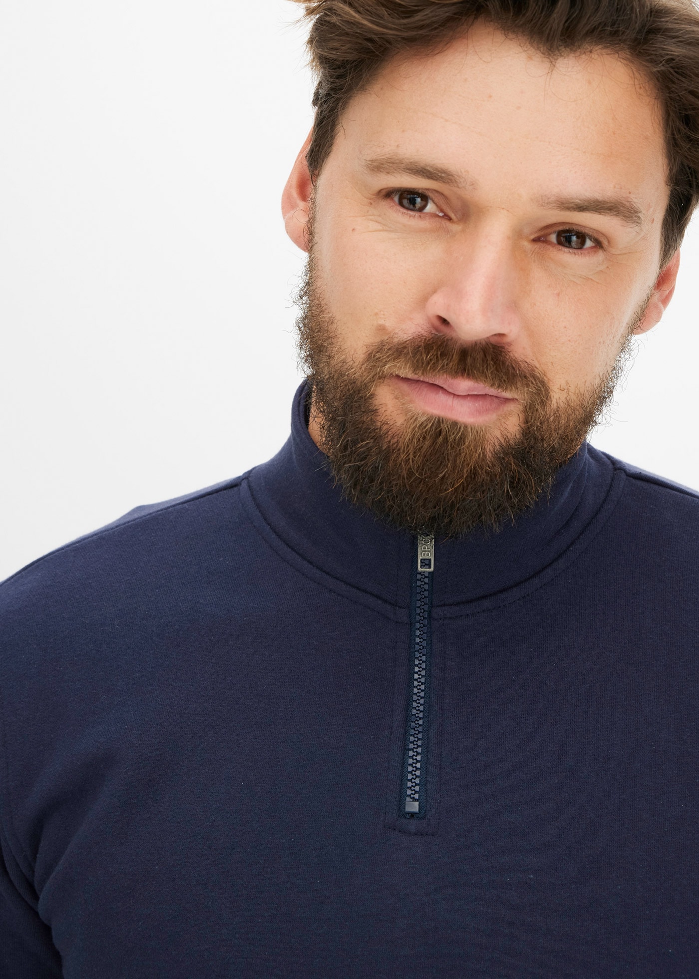 bonprix Sweatshirt »Sweatshirt mit Troyerkragen«, mit Stehkragen, mit Reißverschluss, Regular Fit, unifarben
