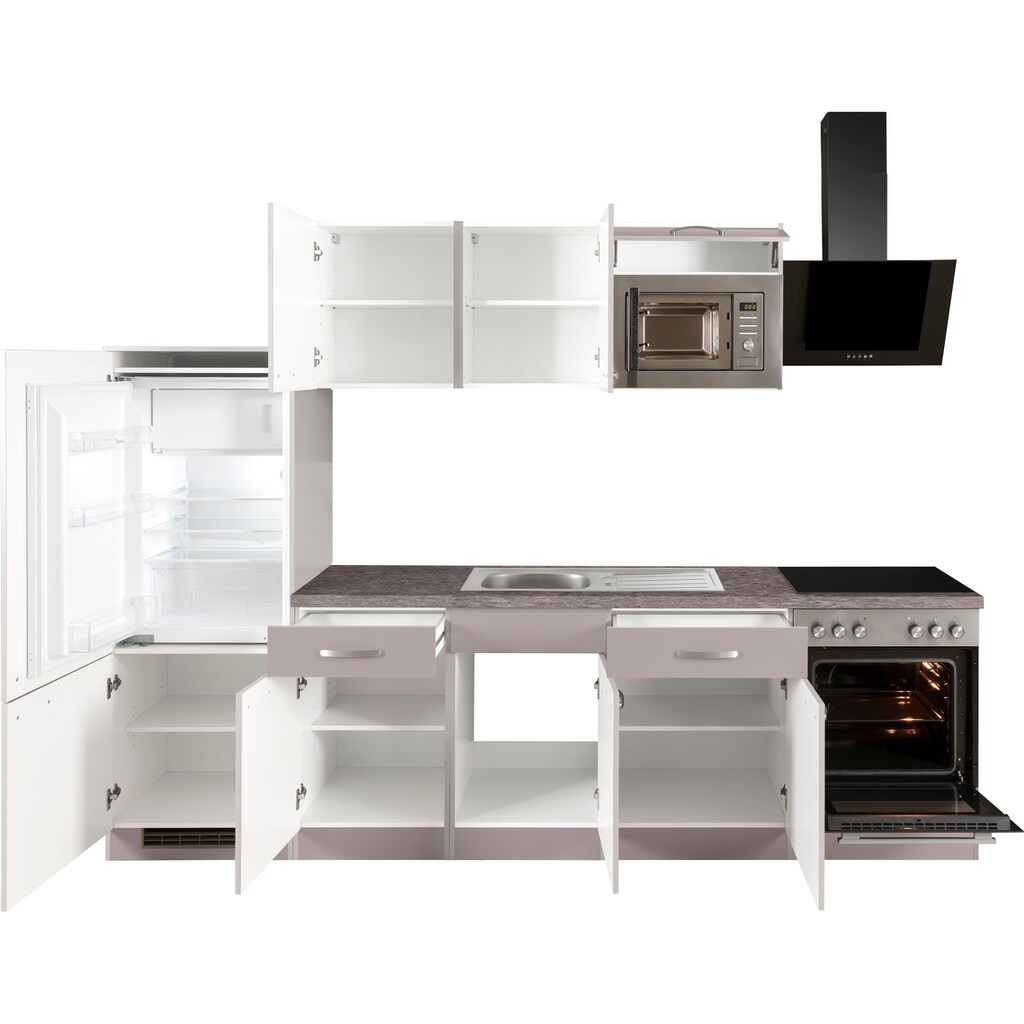 wiho Küchen Küchenzeile »Kansas«, mit E-Geräten, Breite 280 cm