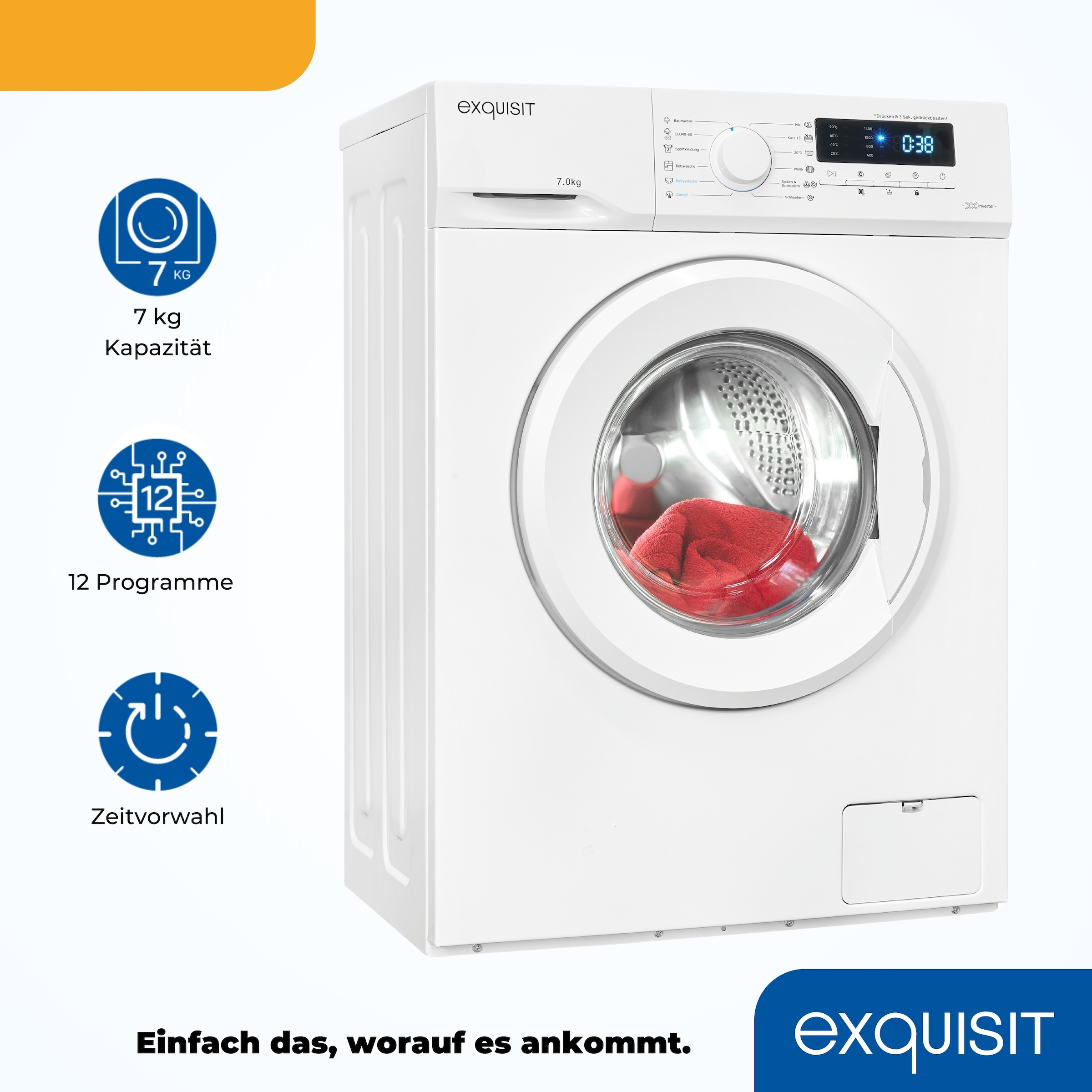 exquisit Waschmaschine »WA7014-020A«, 7 kg, 1400 U/min, Platz für 7,0 kg Wäsche