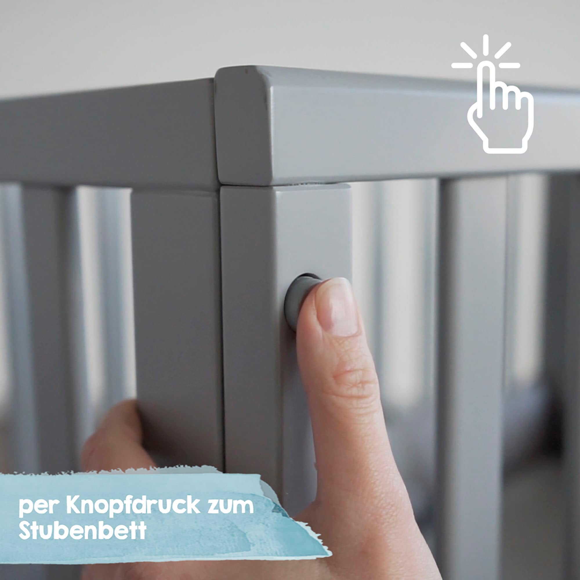 roba® Stubenbett »Safe Asleep® 2in1, weiß, Sternenzauber grau«, mit 4 Rollen, Matratze, Nestchen und Sicherheitsbarriere