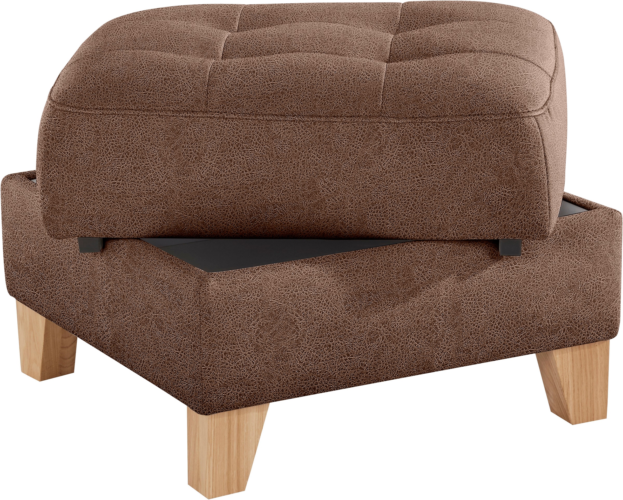 exxpo - sofa fashion Hocker »Elio bequemer Sitzkomfort und aufwendiger Detailverarbeitung«, mit Staufach unter der Sitzfläche