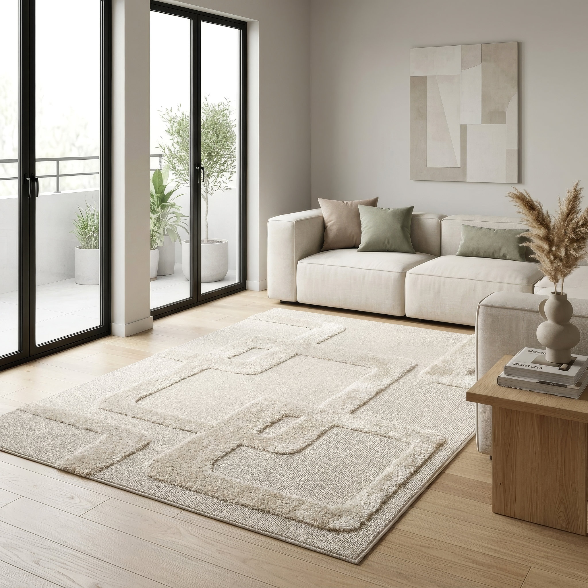 OTTO home Teppich »Modea, geometrisches Muster, 3D« rechteckig 20 mm Höhe Ton-in-Ton, Hoch-Tief, weich, Wohnzimmer, Schlafzimmer