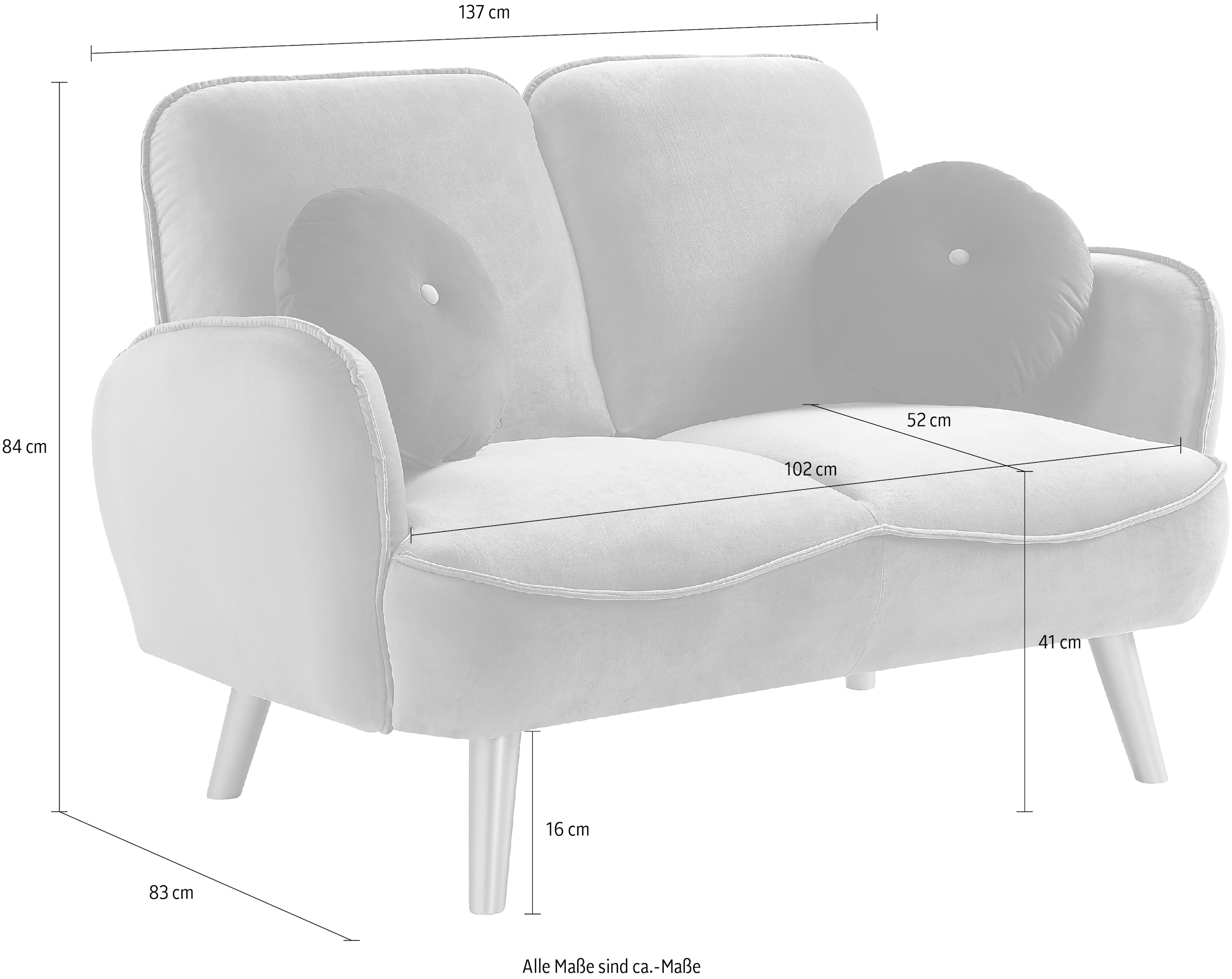 ATLANTIC home collection 2-Sitzer »Ben«, mit Welleunterfederung,inkl. 2  Dekokissen, goldenen Massivholzfüßen online bei UNIVERSAL