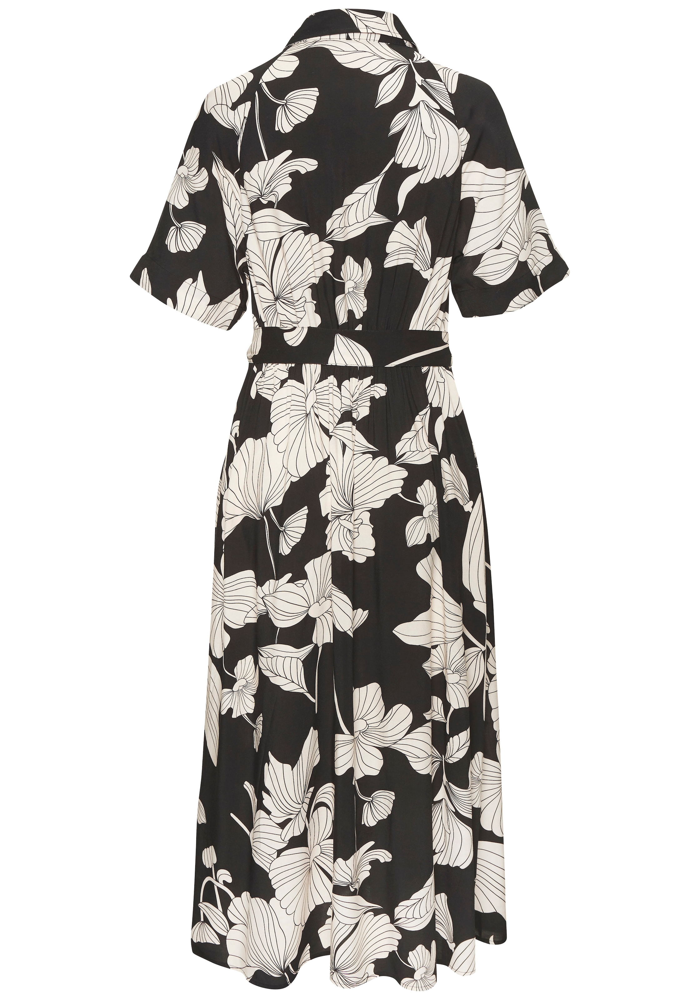 Vivance Hemdblusenkleid mit Bindegürtel,  Ohne Taschen mit Blumendruck