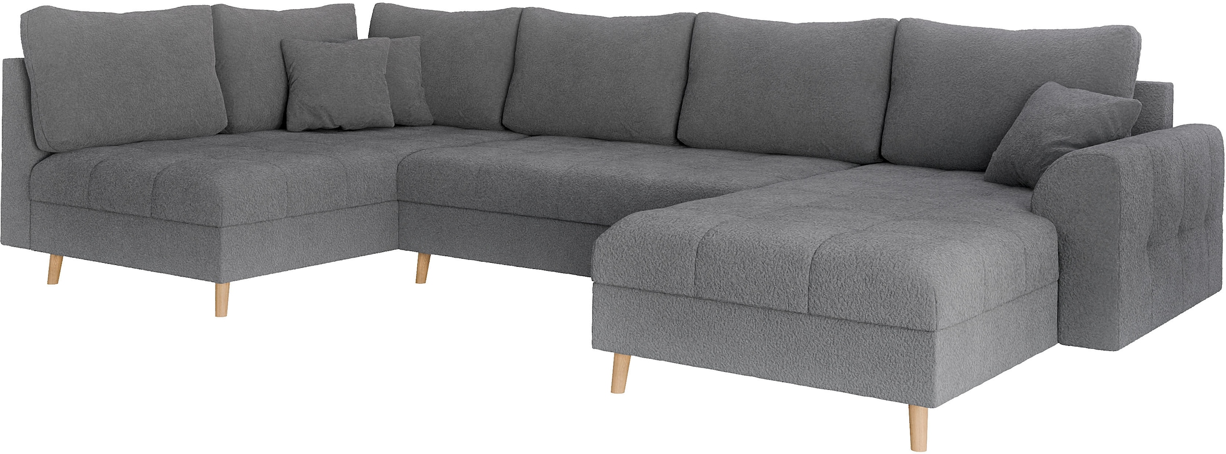 Home affaire Wohnlandschaft »CHARRE U-Form mit Ottomane, Maße B/T/H: 310/161/81 cm«, feine Steppung, lose Rücken- und Zierkissen, auch in Cord und Bouclé