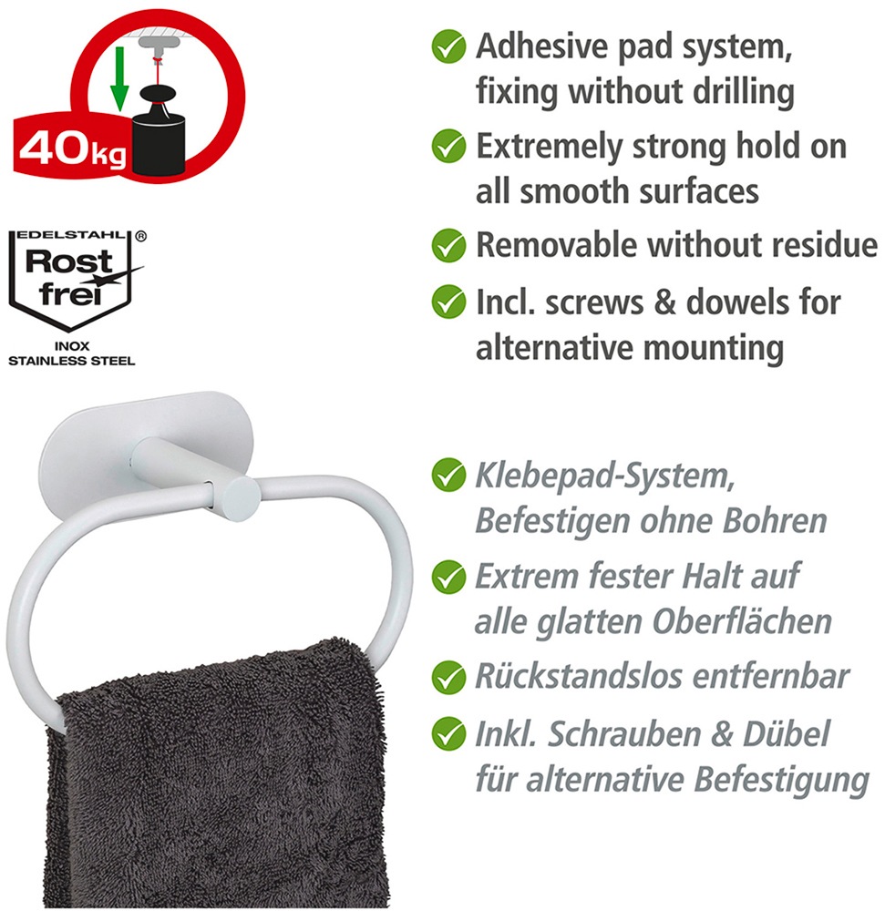 WENKO Handtuchring »Turbo-Loc® Modell Orea« aus Edelstahl, Befestigen ohne Bohren